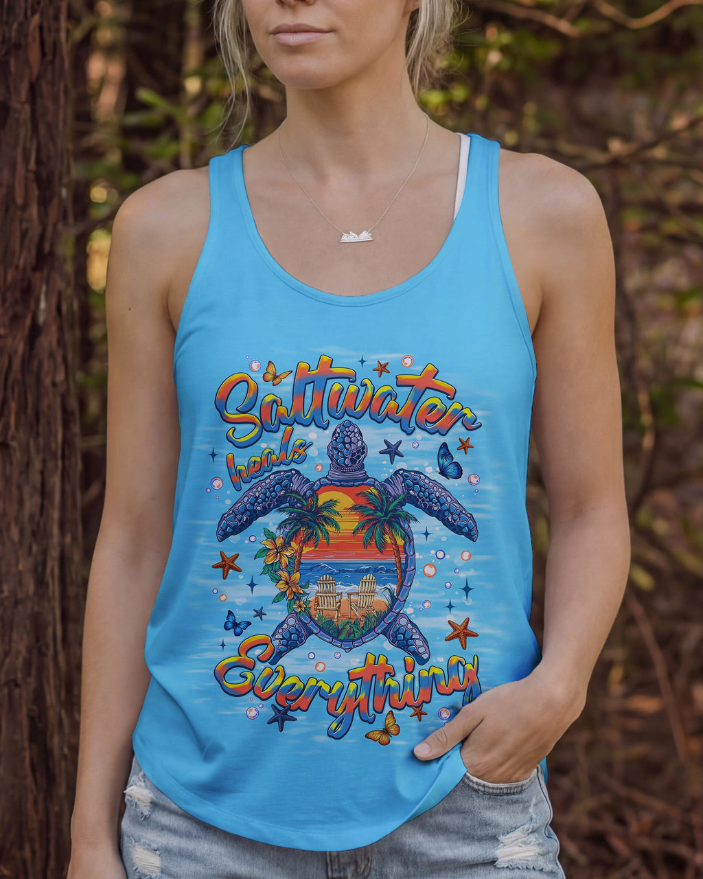 SALTWATER HEALS EVERYTHING TURTLE ALL OVER PRINT   - TLNT0406263
