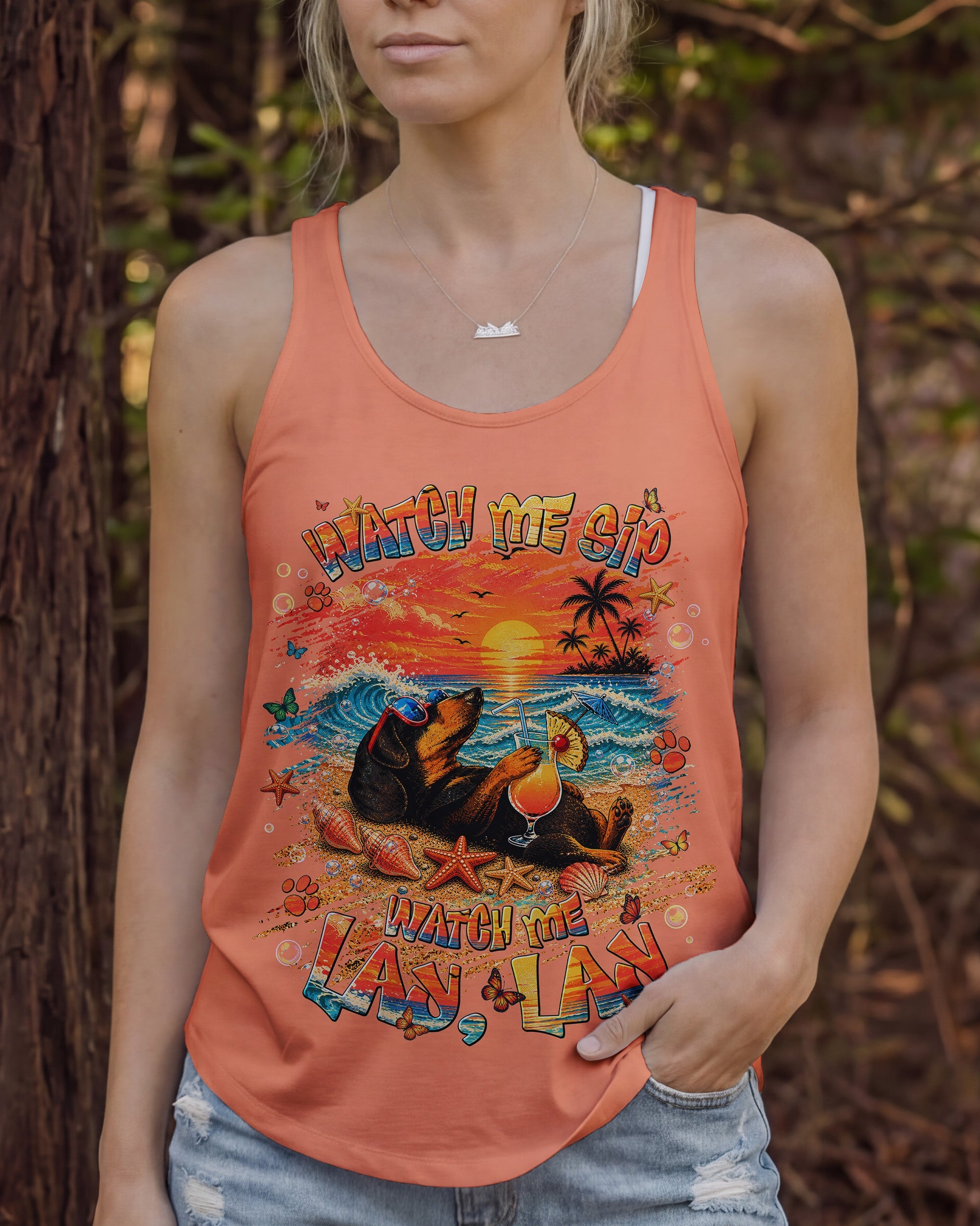 WATCH ME SIP DACHSHUND DOG ALL OVER PRINT  - TLNT2005263