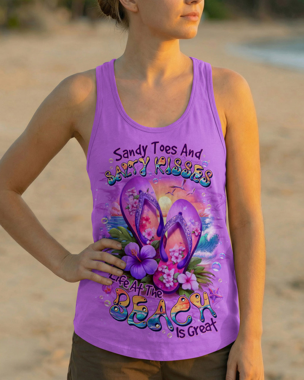 SANDY TOES AND SALTY KISSES FLIP FLOPS ALL OVER PRINT - TLTW0805263