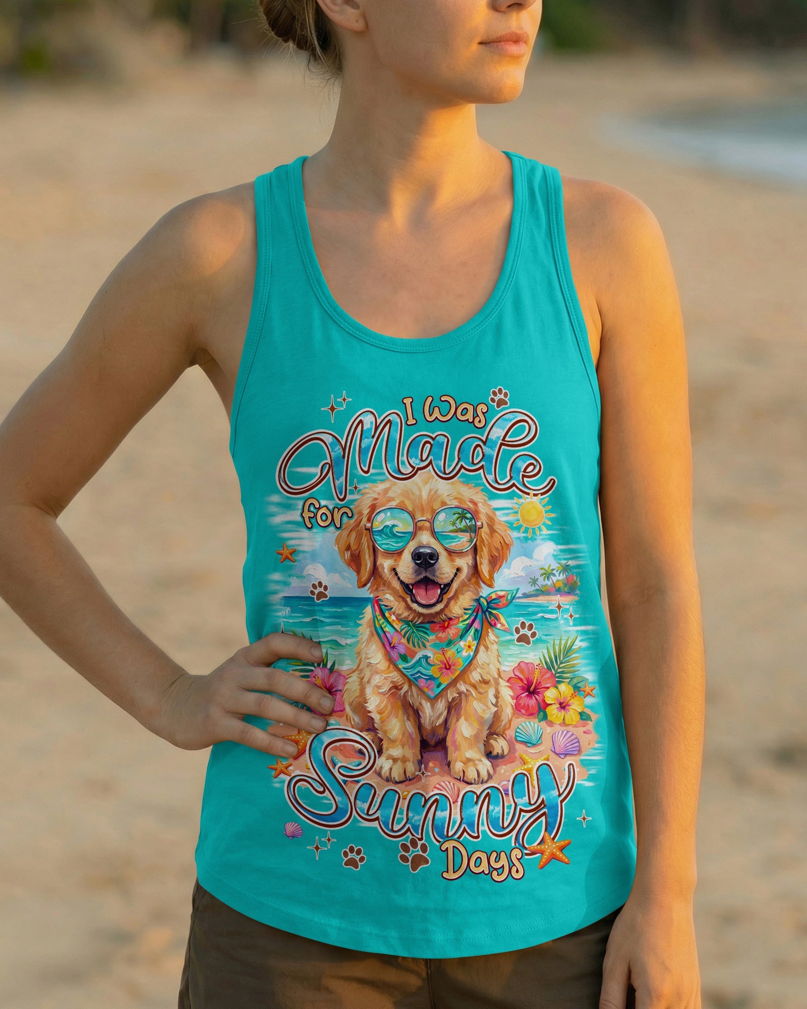 I WAS MADE FOR SUNNY DAYS GOLDEN RETRIEVER DOG ALL OVER PRINT - TYPQ2105263