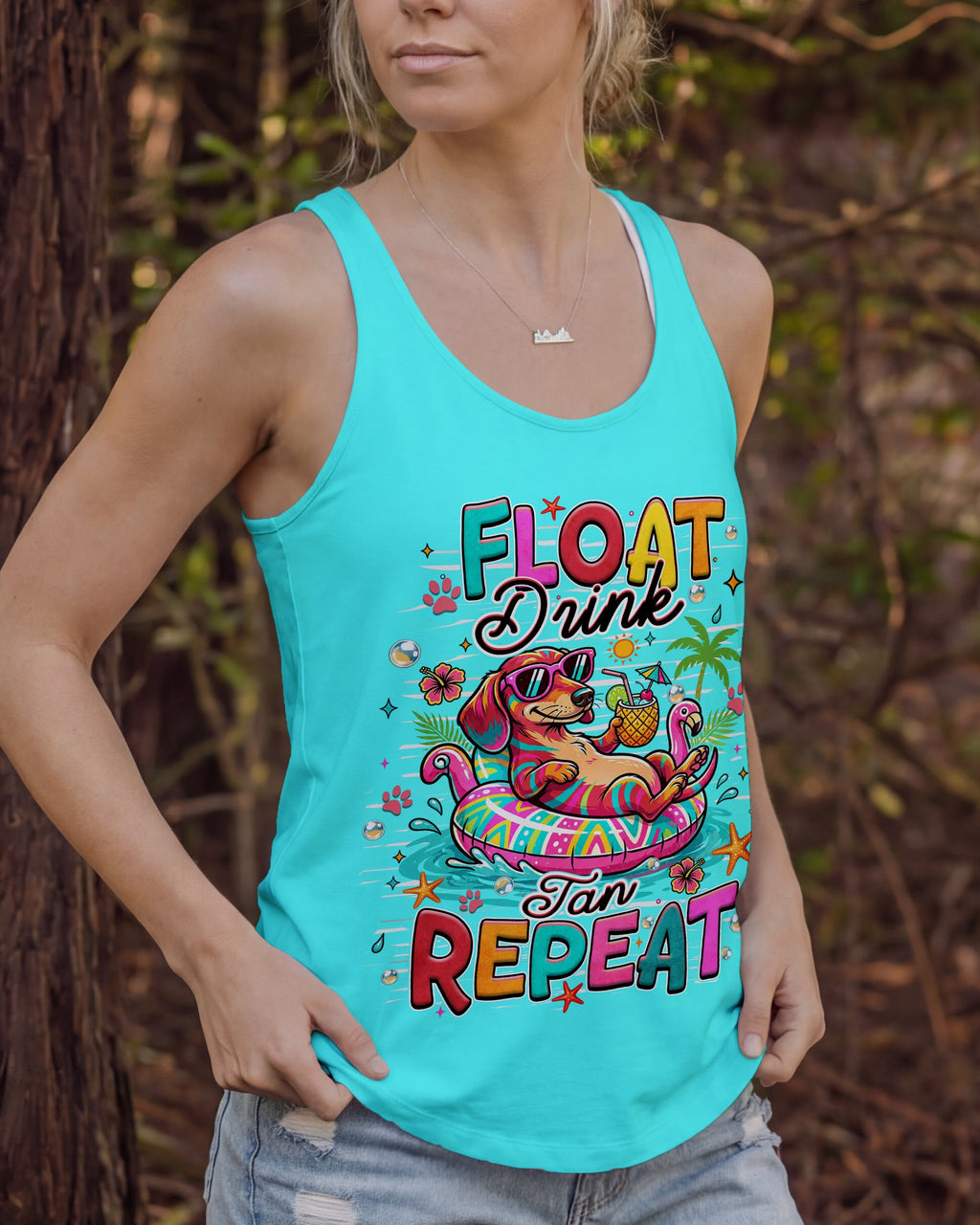 FLOAT DRINK TAN REPEAT DACHSHUND DOG ALL OVER PRINT  - TLHN1806263