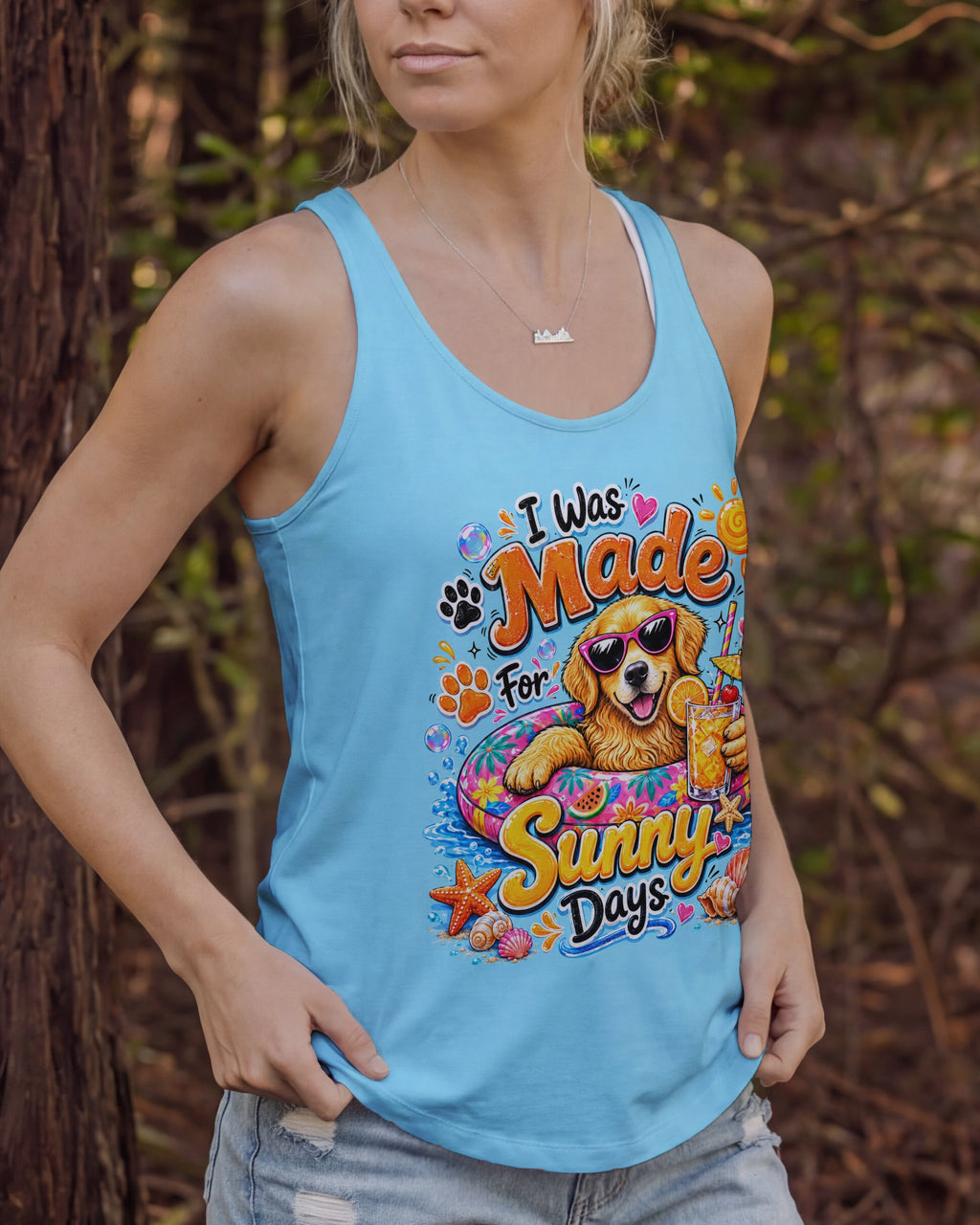I WAS MADE FOR SUNNY DAYS GOLDEN RETRIEVER DOG ALL OVER PRINT   - TLTW0906261