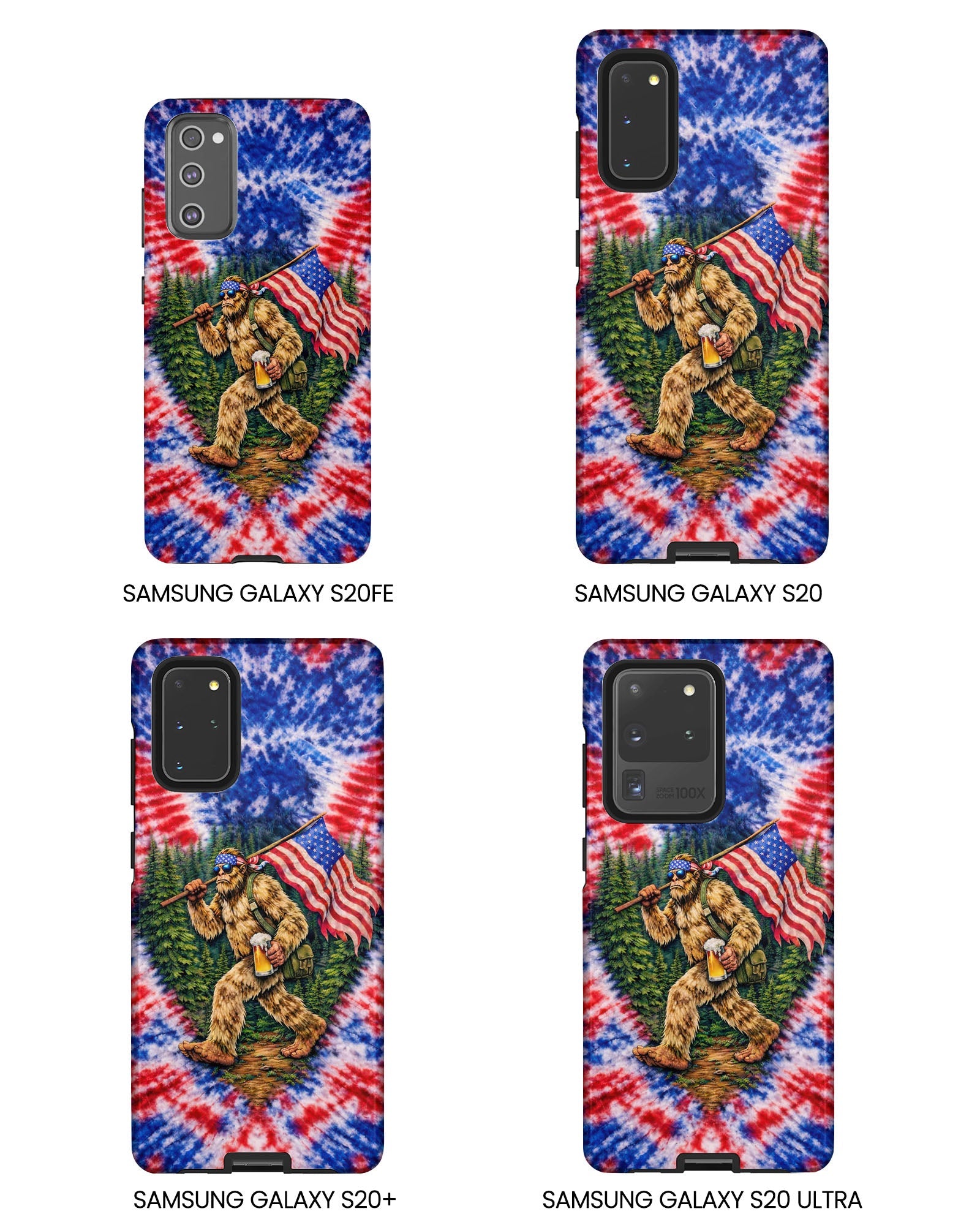 BIGFOOT WITH FLAG RED WHITE & BLUE SWIRL PHONE CASE  - TLTW2605263