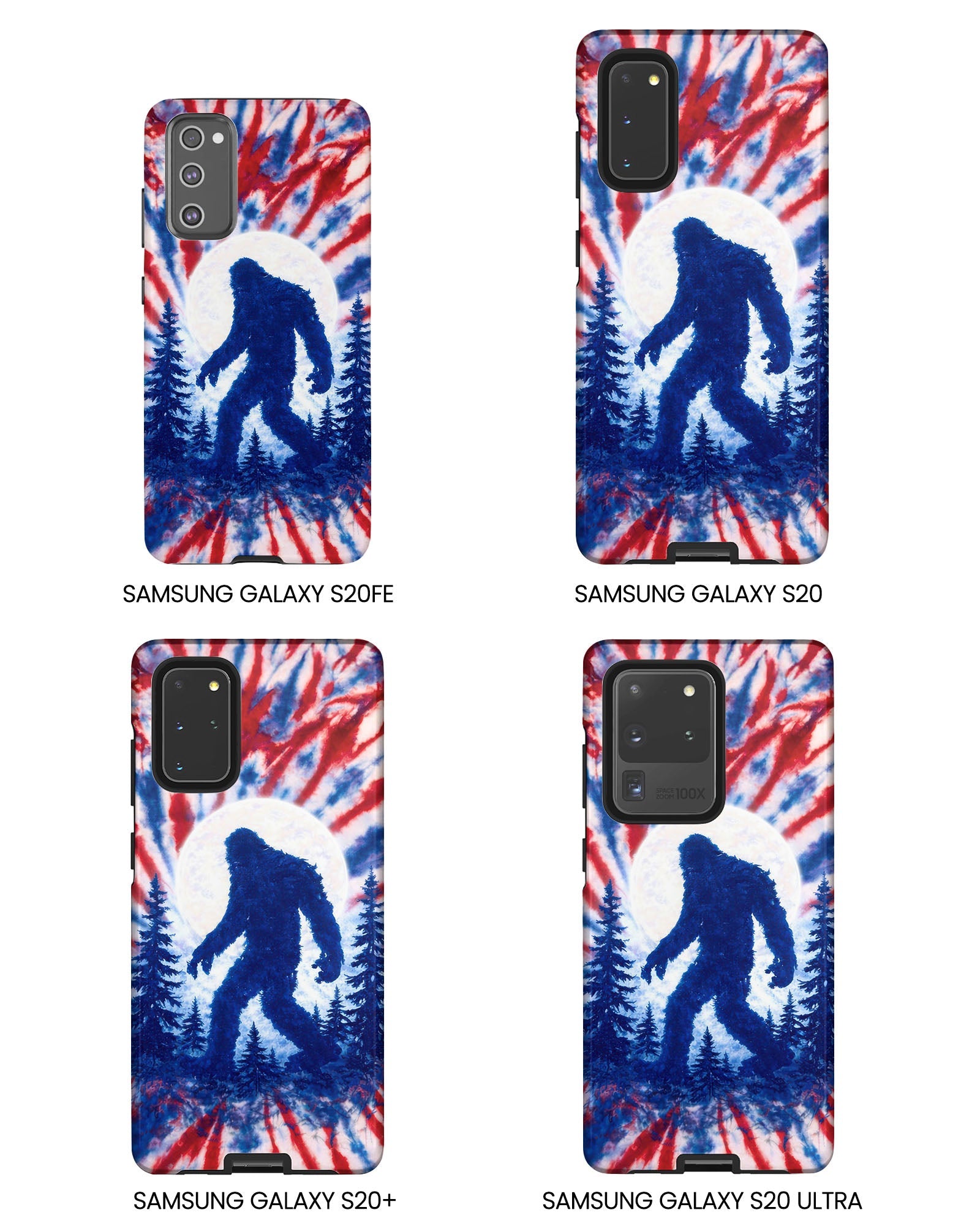 BIGFOOT IN THE FOREST RED WHITE & BLUE SWIRL PHONE CASE  - TLTW2505263