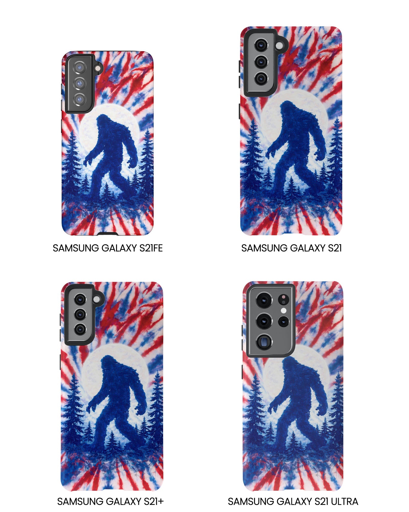 BIGFOOT IN THE FOREST RED WHITE & BLUE SWIRL PHONE CASE  - TLTW2505263
