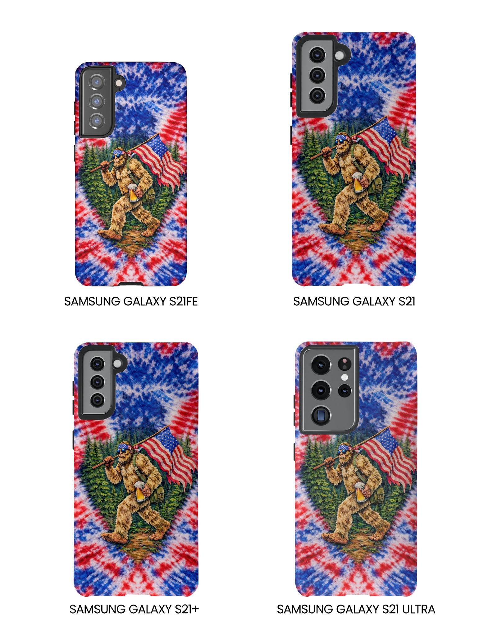 BIGFOOT WITH FLAG RED WHITE & BLUE SWIRL PHONE CASE  - TLTW2605263