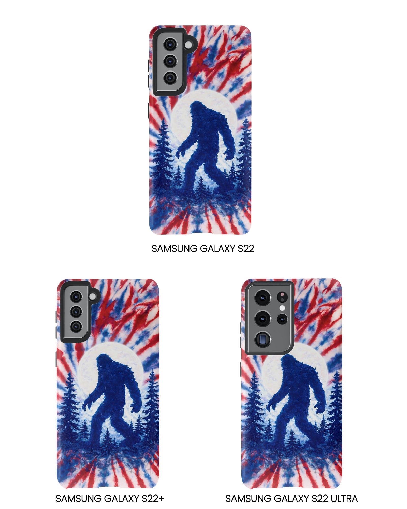 BIGFOOT IN THE FOREST RED WHITE & BLUE SWIRL PHONE CASE  - TLTW2505263
