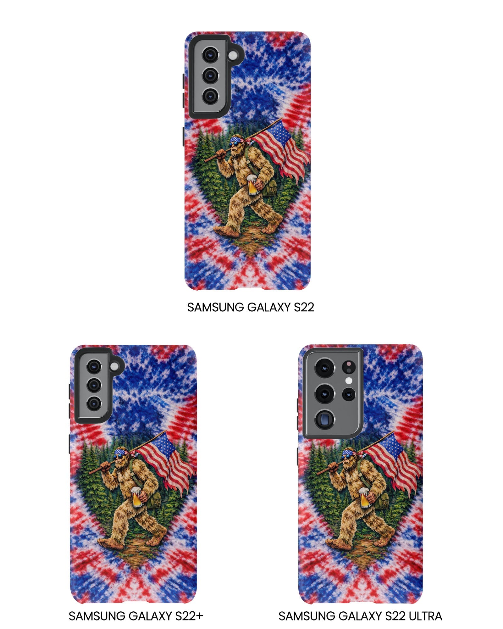 BIGFOOT WITH FLAG RED WHITE & BLUE SWIRL PHONE CASE  - TLTW2605263
