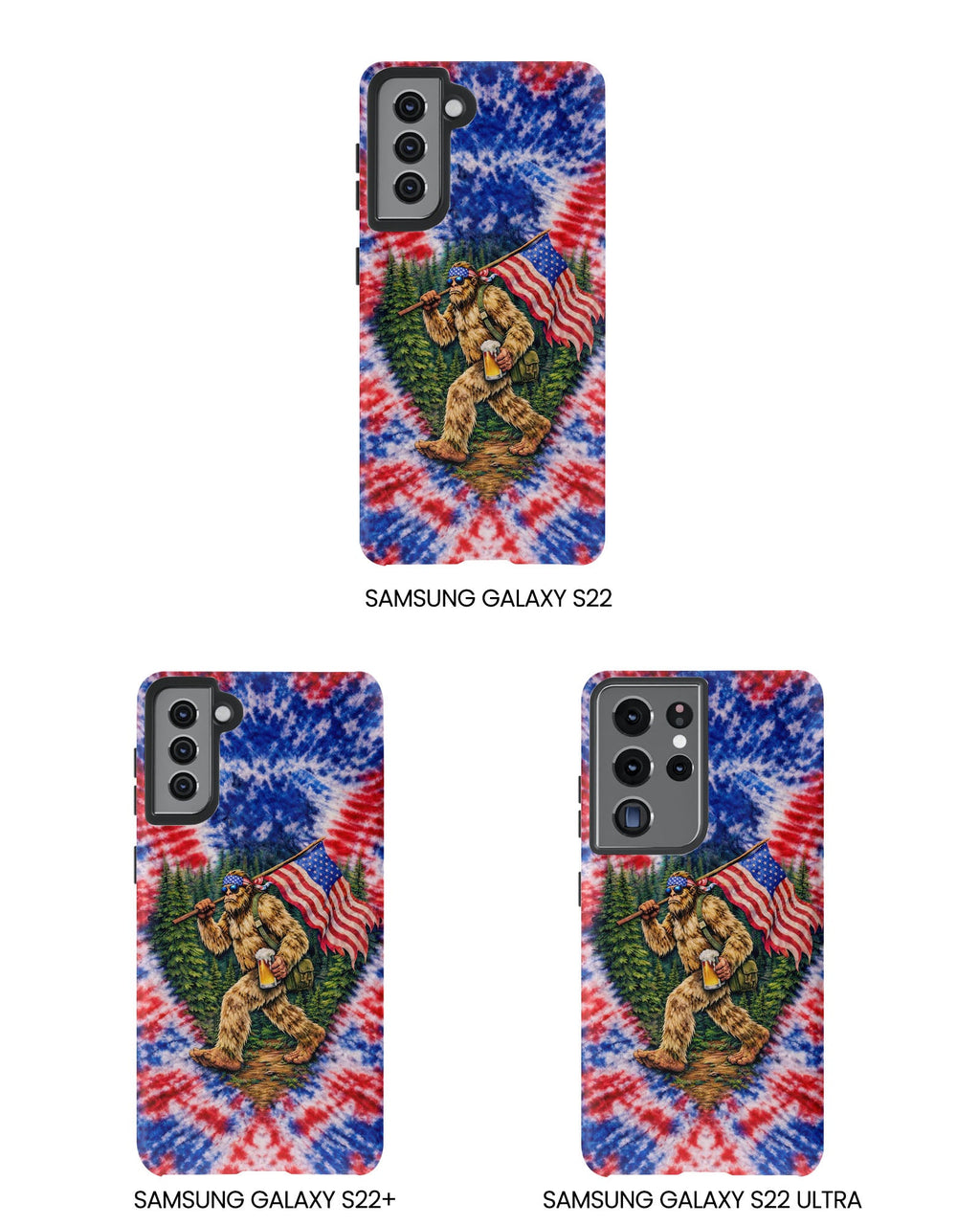 BIGFOOT WITH FLAG RED WHITE & BLUE SWIRL PHONE CASE  - TLTW2605263