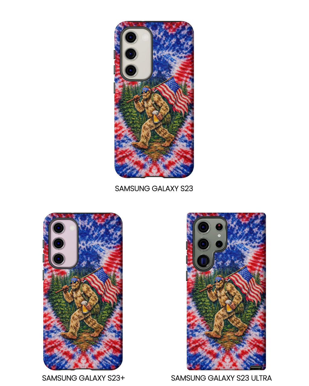 BIGFOOT WITH FLAG RED WHITE & BLUE SWIRL PHONE CASE  - TLTW2605263