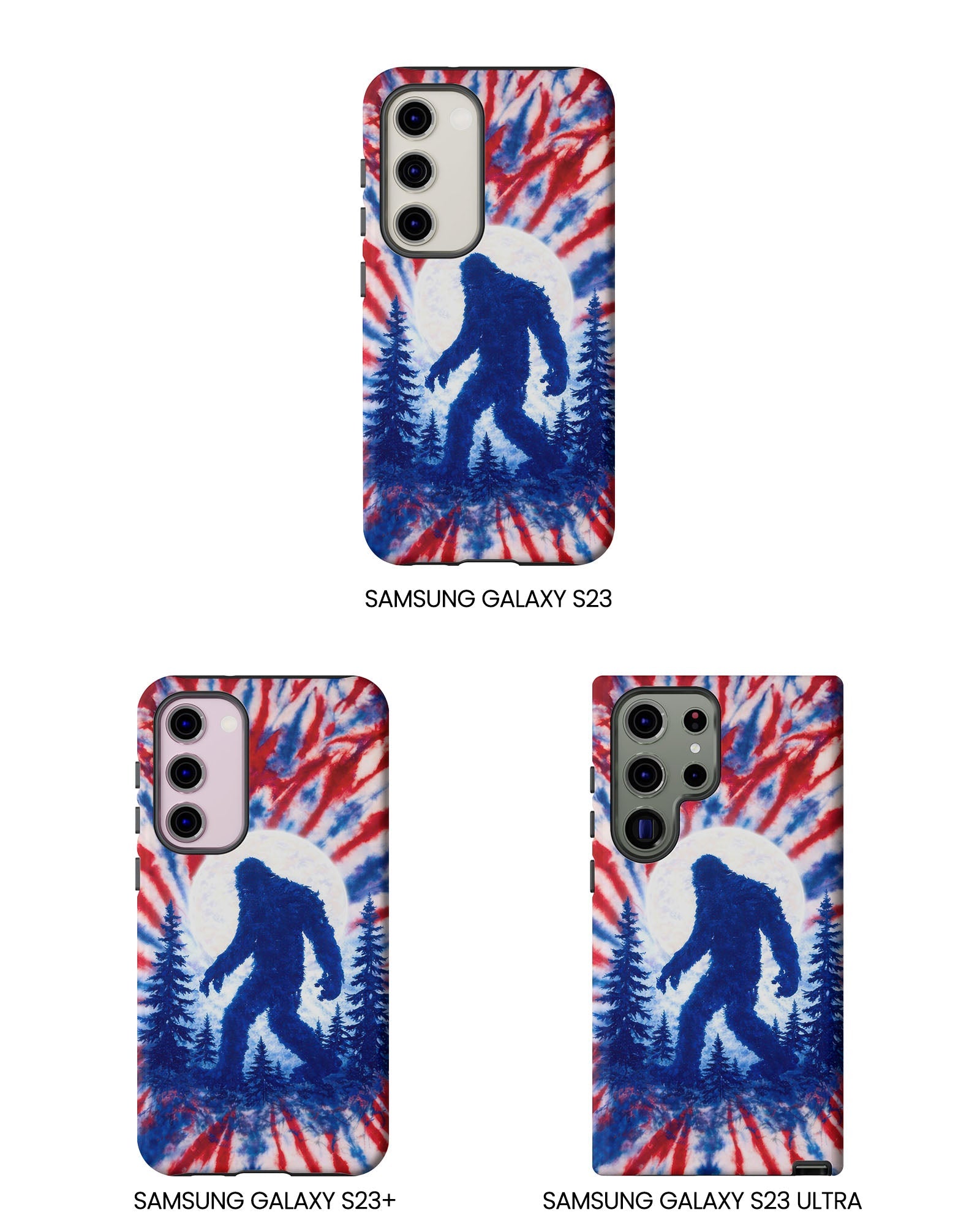 BIGFOOT IN THE FOREST RED WHITE & BLUE SWIRL PHONE CASE  - TLTW2505263