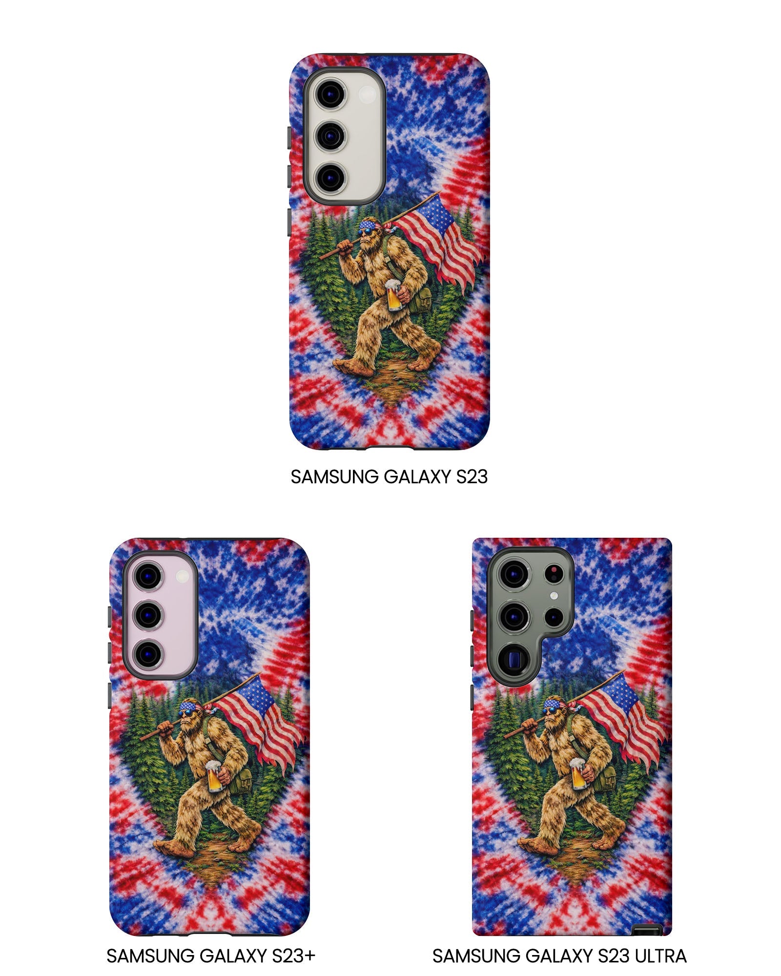 BIGFOOT WITH FLAG RED WHITE & BLUE SWIRL PHONE CASE  - TLTW2605263