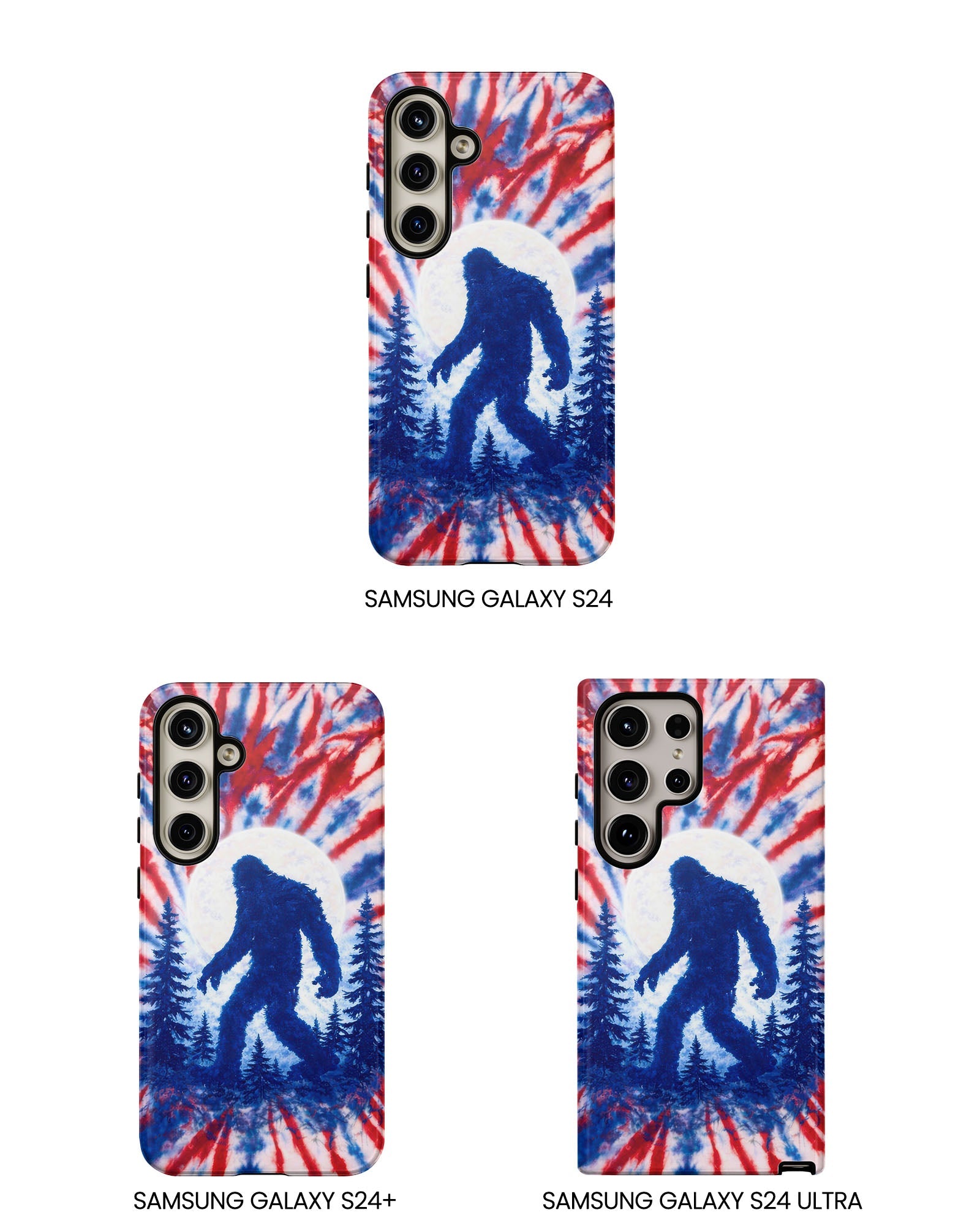 BIGFOOT IN THE FOREST RED WHITE & BLUE SWIRL PHONE CASE  - TLTW2505263