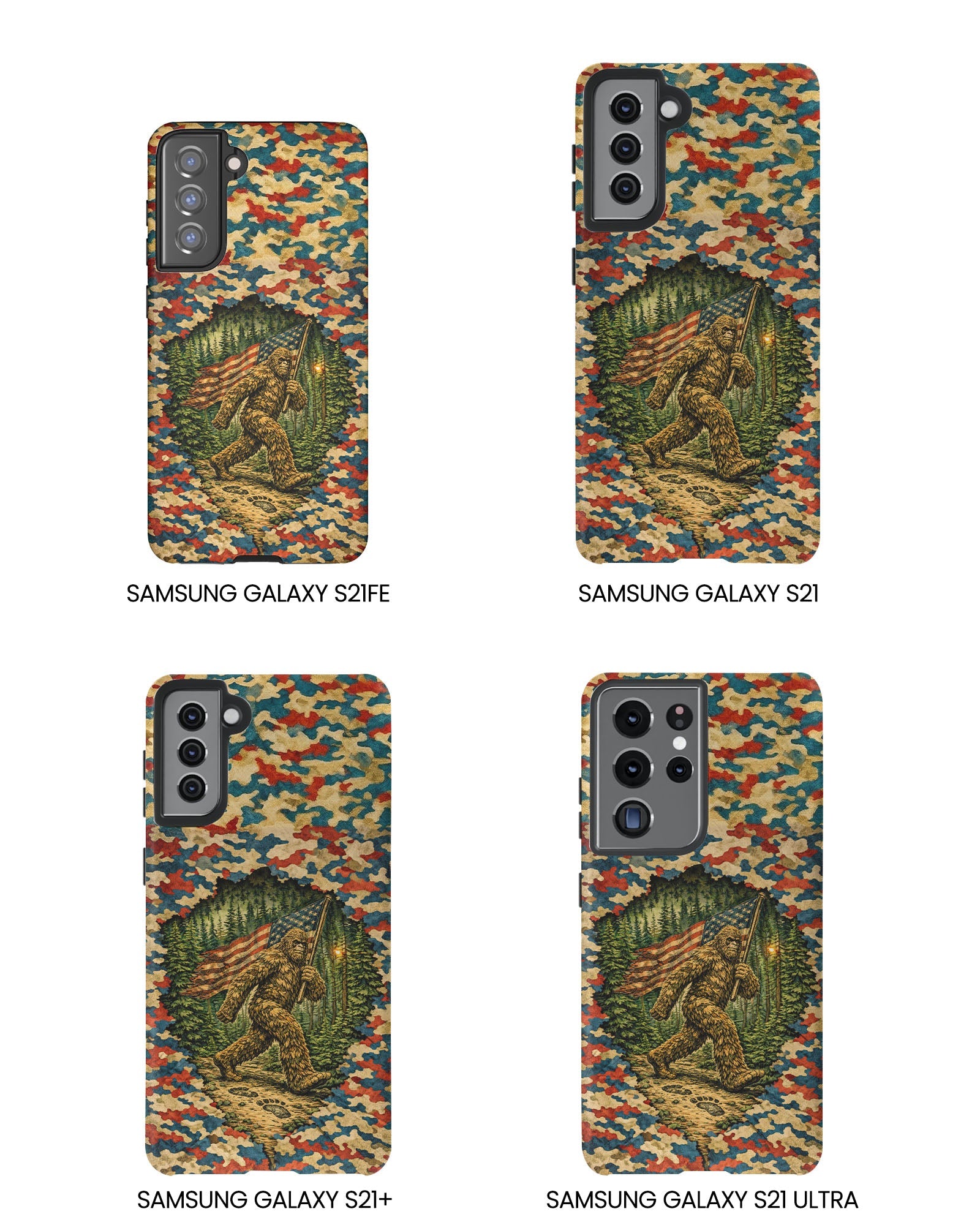 BIGFOOT WITH FLAG CAMOUFLAGE PHONE CASE  - TLNT1305261
