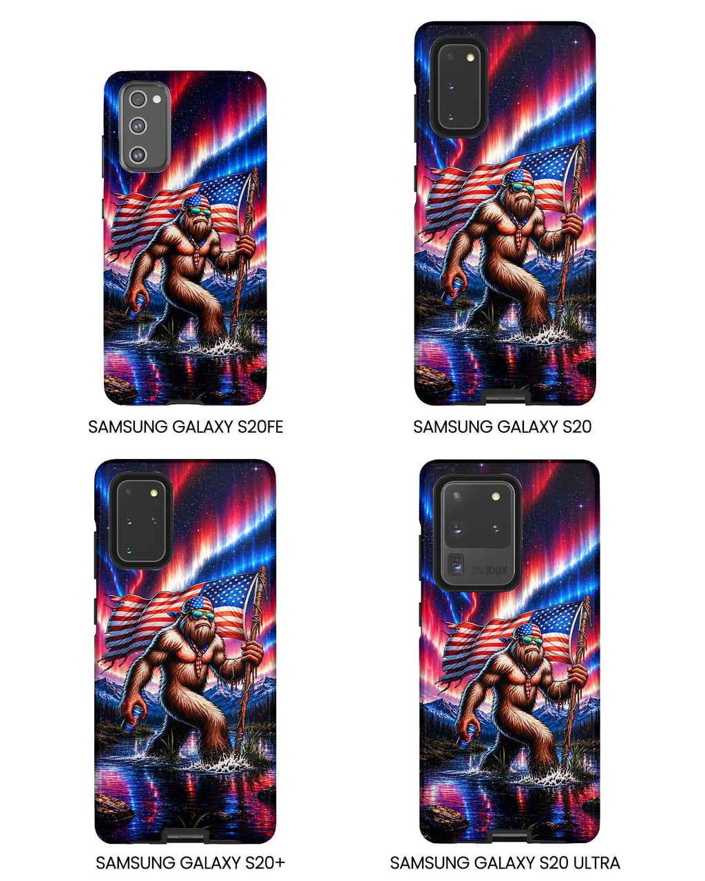 BIGFOOT UNDER RED WHITE & BLUE AURORA PHONE CASE  - TLHN0306264