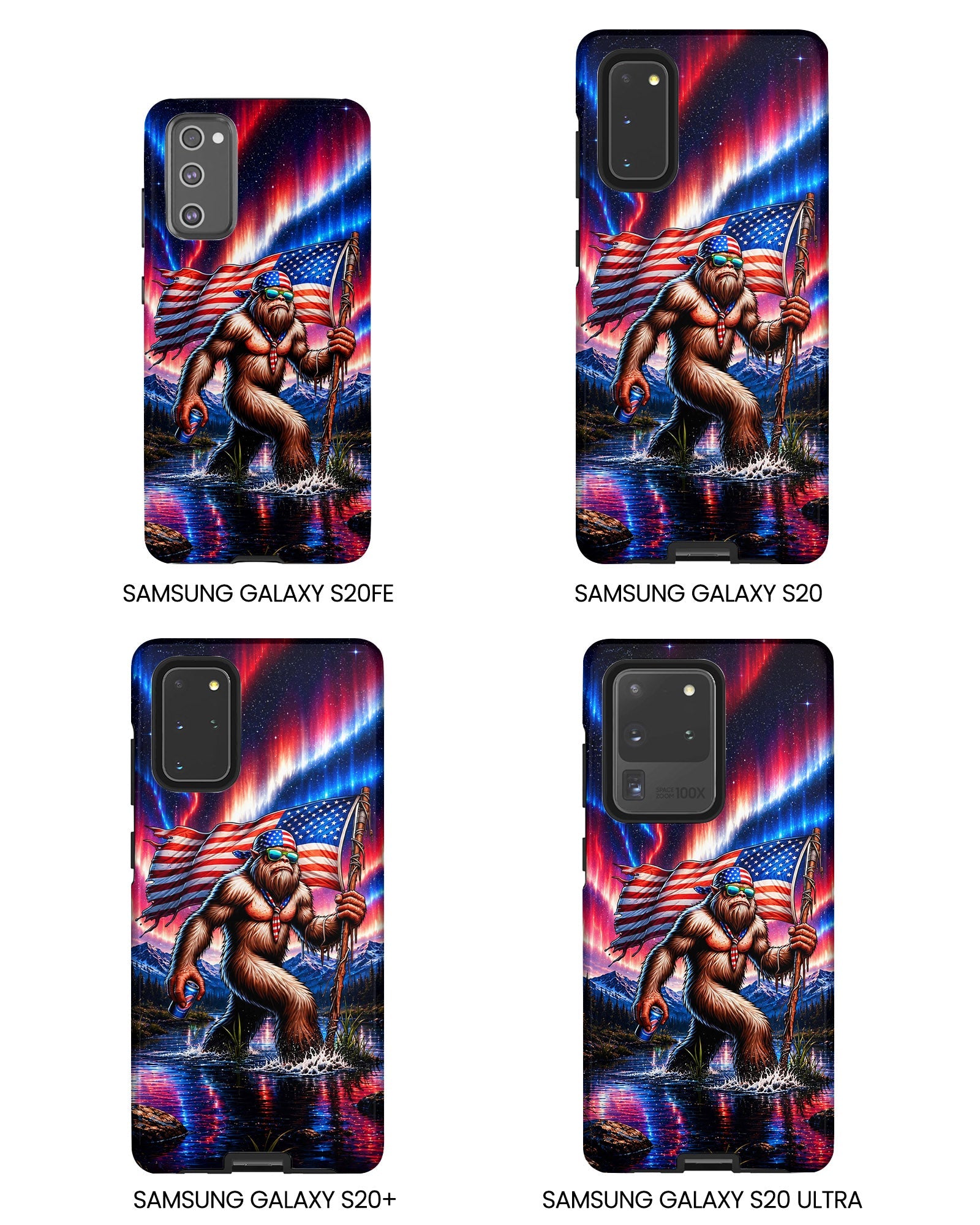 BIGFOOT UNDER RED WHITE & BLUE AURORA PHONE CASE  - TLHN0306264