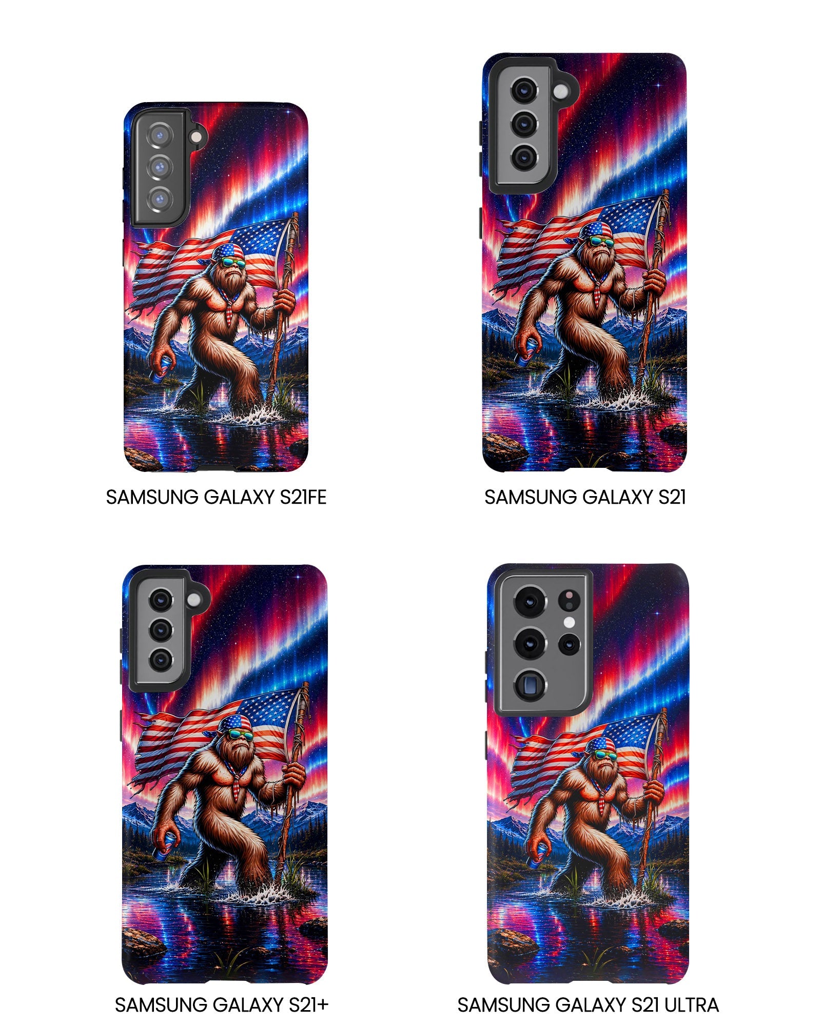 BIGFOOT UNDER RED WHITE & BLUE AURORA PHONE CASE  - TLHN0306264