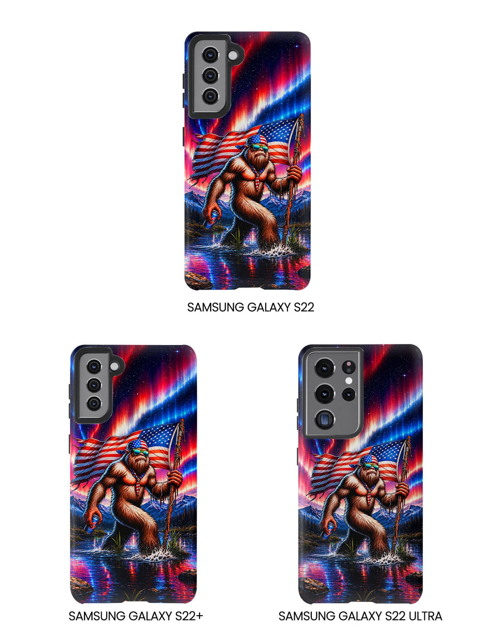 BIGFOOT UNDER RED WHITE & BLUE AURORA PHONE CASE  - TLHN0306264
