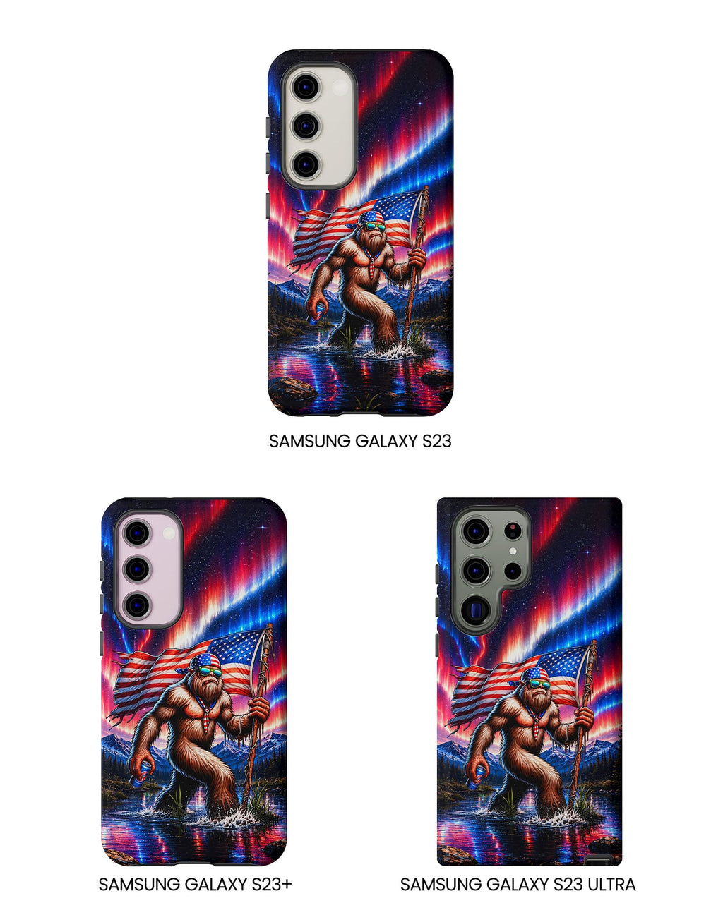 BIGFOOT UNDER RED WHITE & BLUE AURORA PHONE CASE  - TLHN0306264