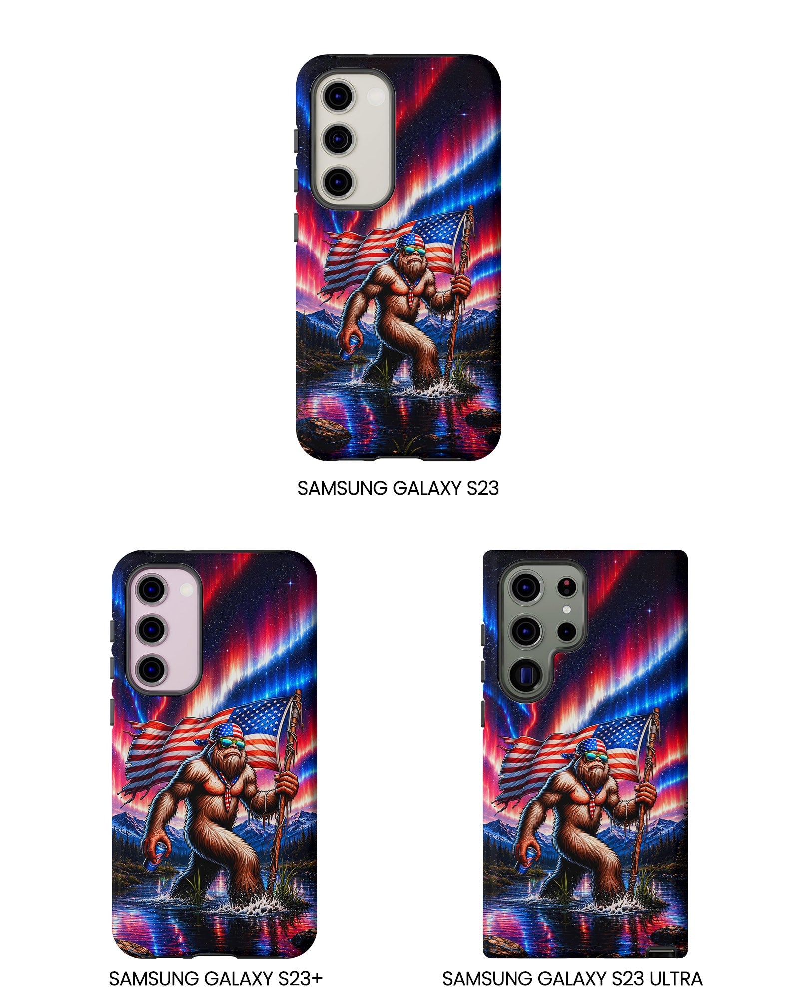BIGFOOT UNDER RED WHITE & BLUE AURORA PHONE CASE  - TLHN0306264