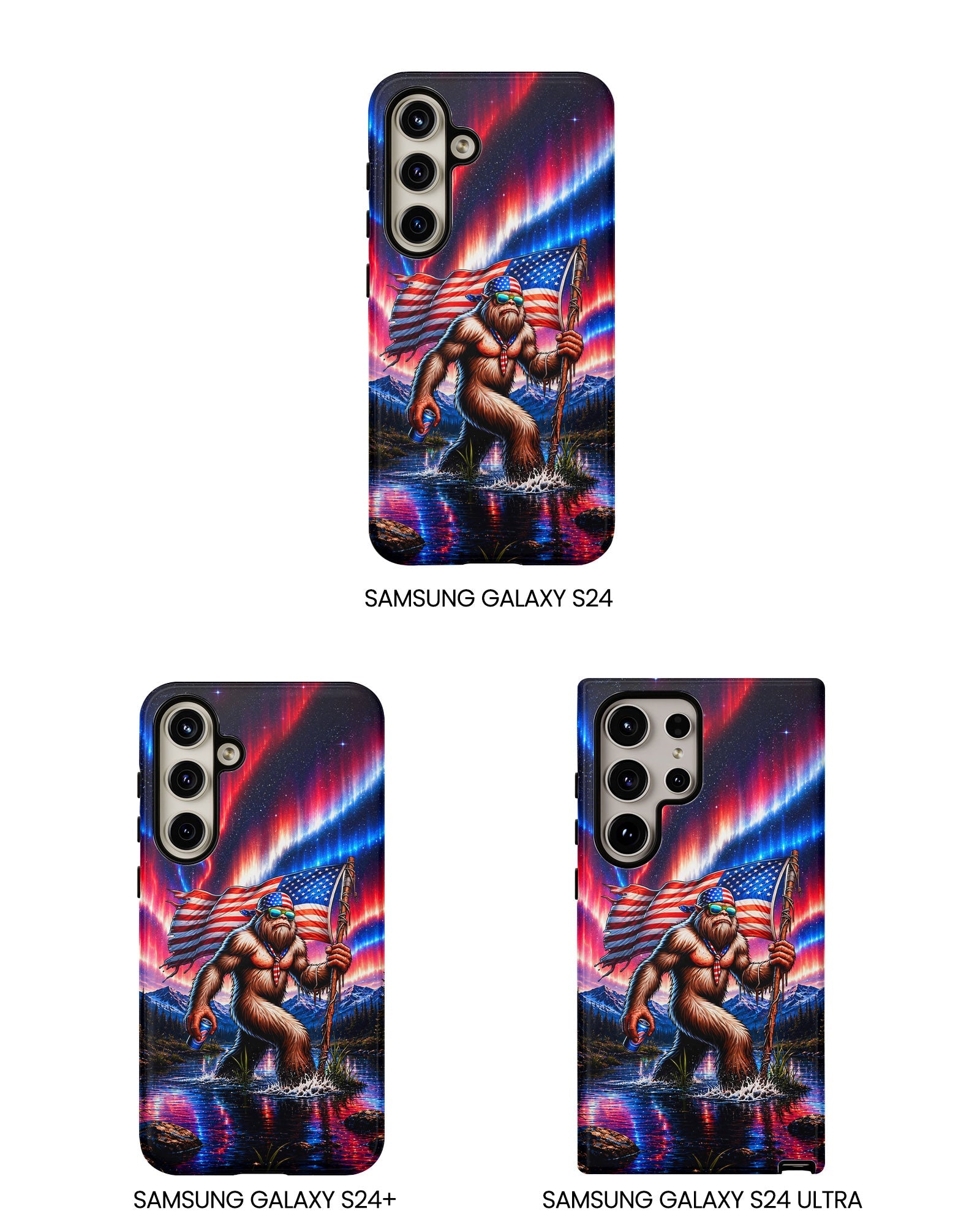 BIGFOOT UNDER RED WHITE & BLUE AURORA PHONE CASE  - TLHN0306264