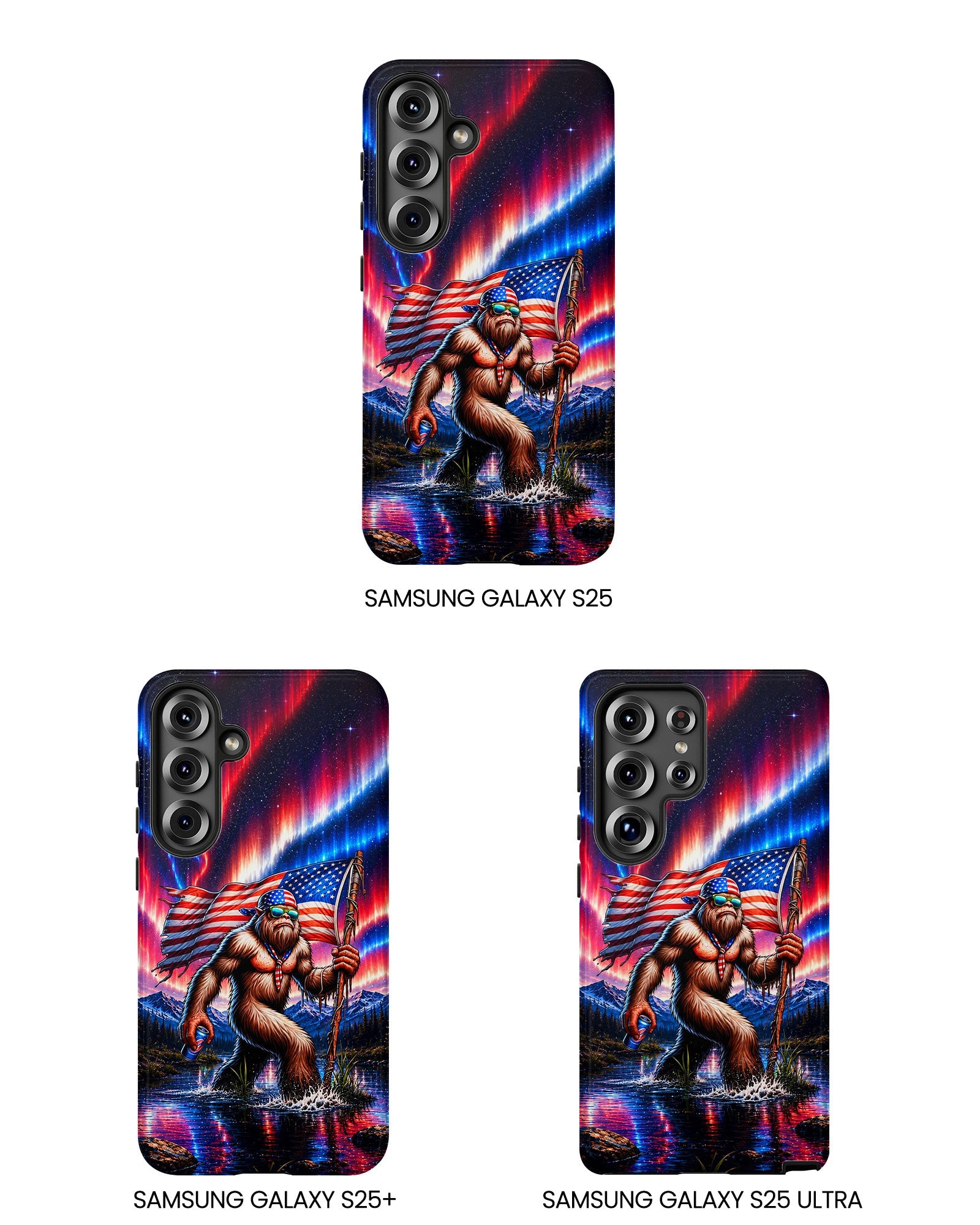 BIGFOOT UNDER RED WHITE & BLUE AURORA PHONE CASE  - TLHN0306264