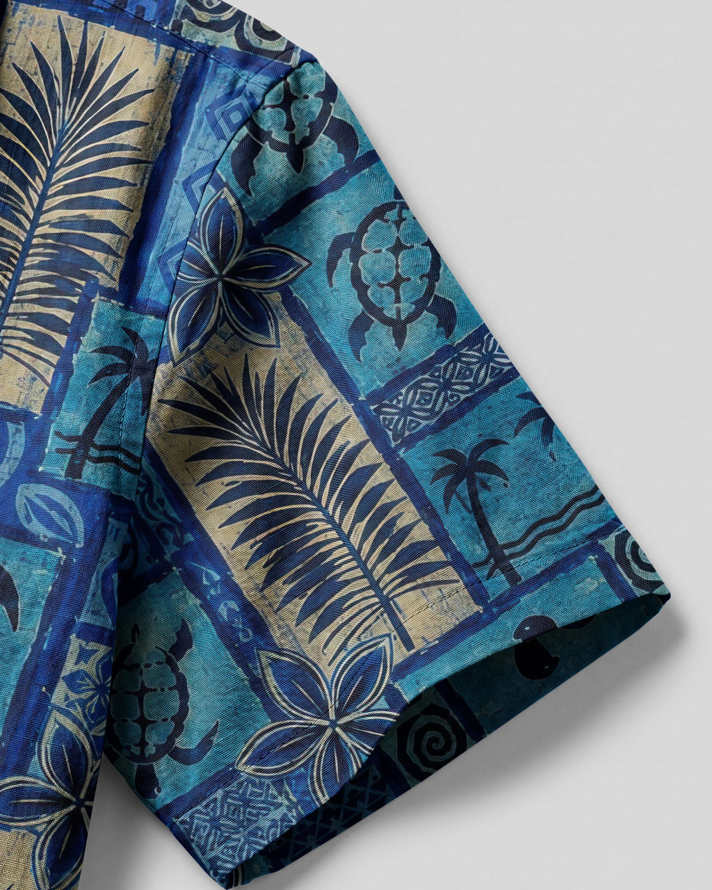 TROPICAL SEA TURTLE TRIBAL PATCHWORK CAMP SHIRT  - TLTW1507264
