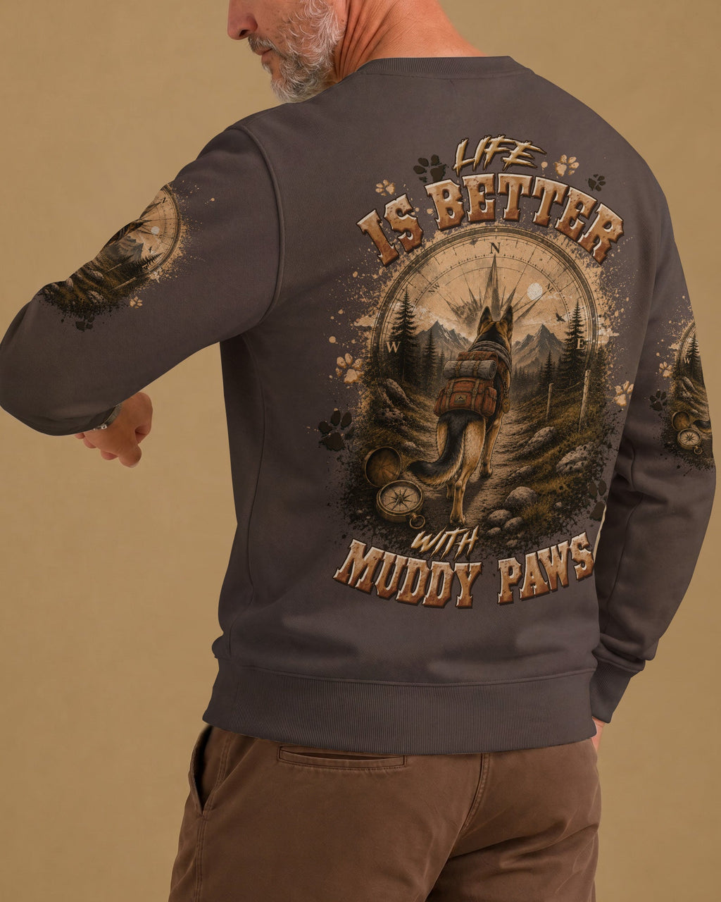 LIFE IS BETTER WITH MUDDY PAWS GERMAN SHEPHERD DOG ALL OVER PRINT - TLTW0607262
