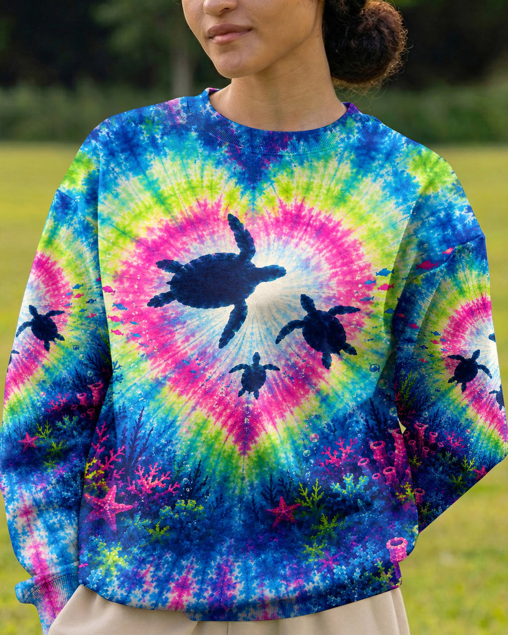 UNDERWATER TURTLES FAMILY HEART BURST ALL OVER PRINT  - TLNT2506261