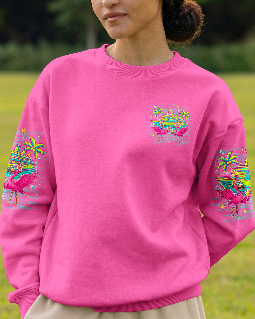 APPARENTLY WE'RE TROUBLE FLAMINGO CRUISING ALL OVER PRINT - TLNO307263