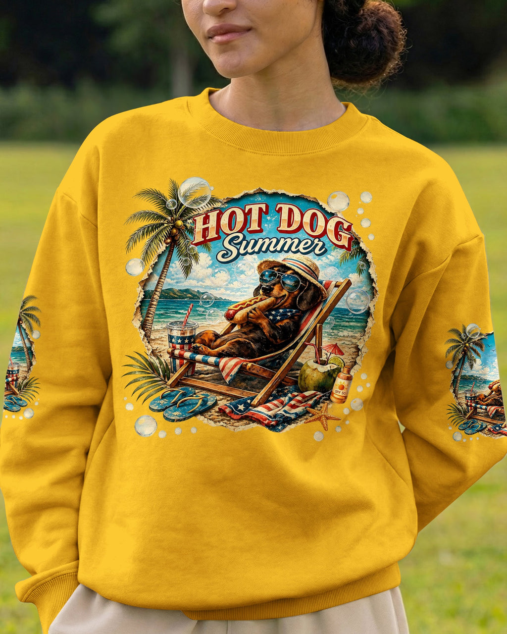 HOT DOG SUMMER DACHSHUND DOG ALL OVER PRINT  - TLHG0605261