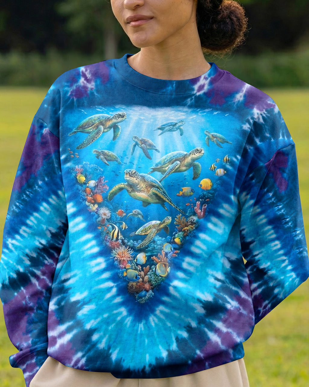 SALTWATER HEALS EVERYTHING OCEAN BLUE TURTLE BURST ALL OVER PRINT - TY0906261