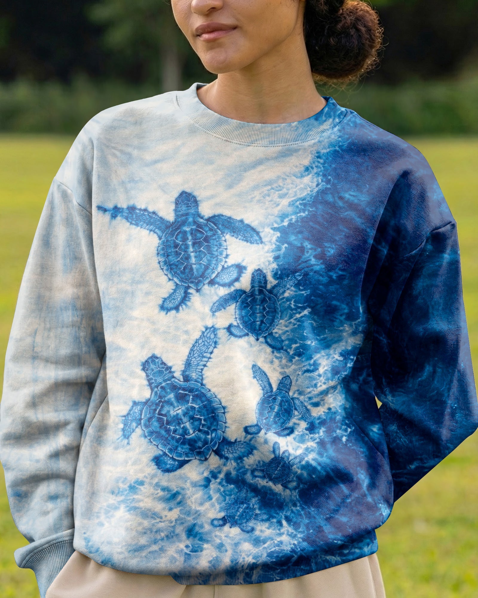 SEA TURTLE FAMILY WAVES  ALL OVER PRINT - TLTW1504263