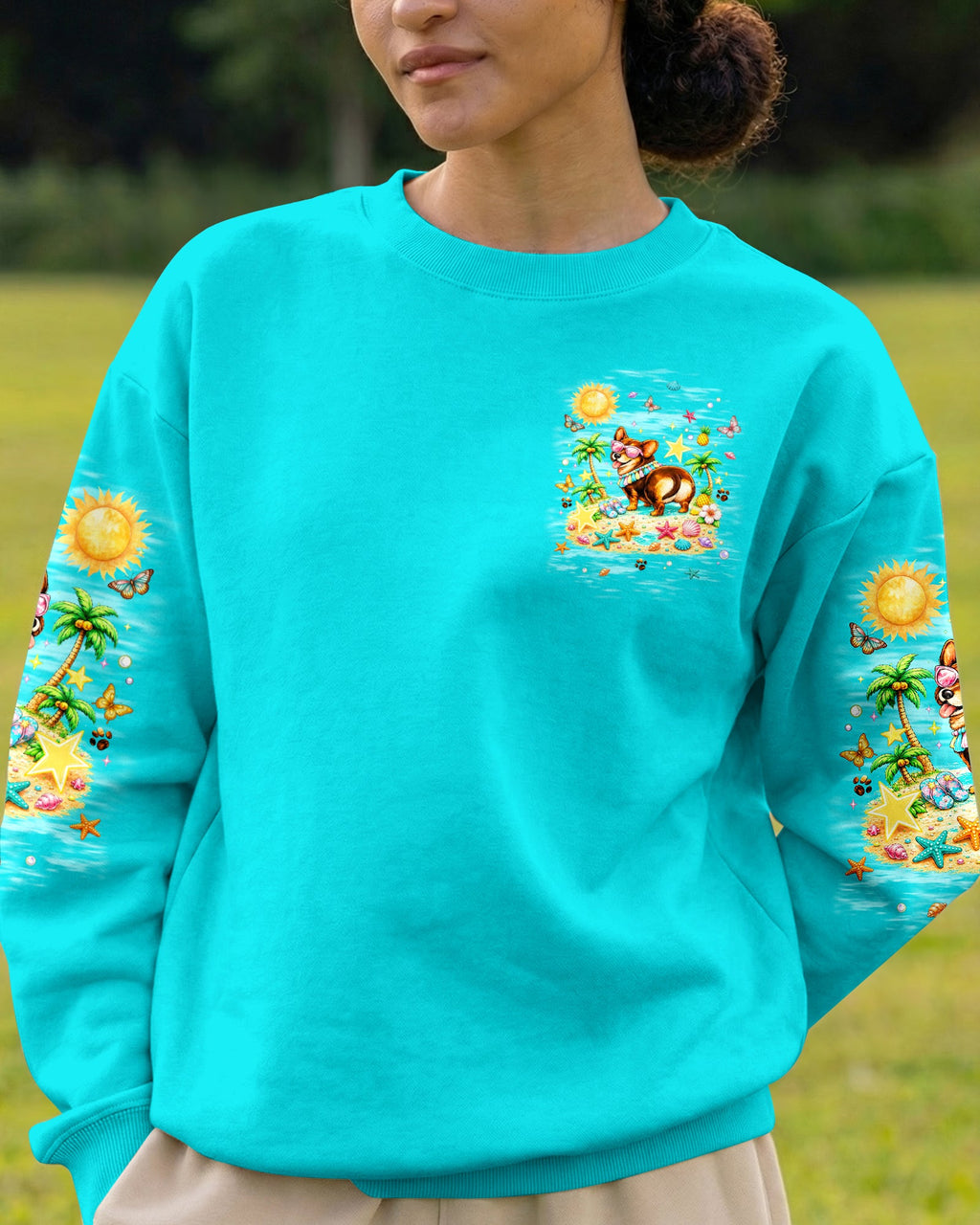 SUN'S OUT BUNS OUT CORGI  DOG ALL OVER PRINT   - TLNT0906252