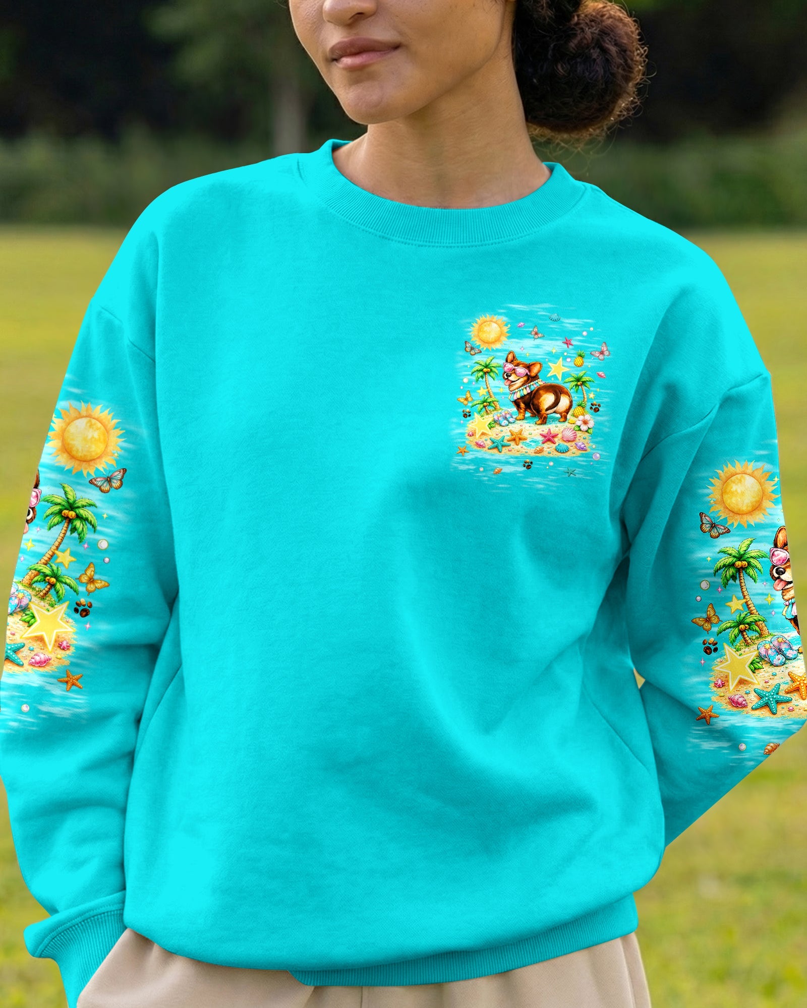 SUN'S OUT BUNS OUT CORGI  DOG ALL OVER PRINT   - TLNT0906252