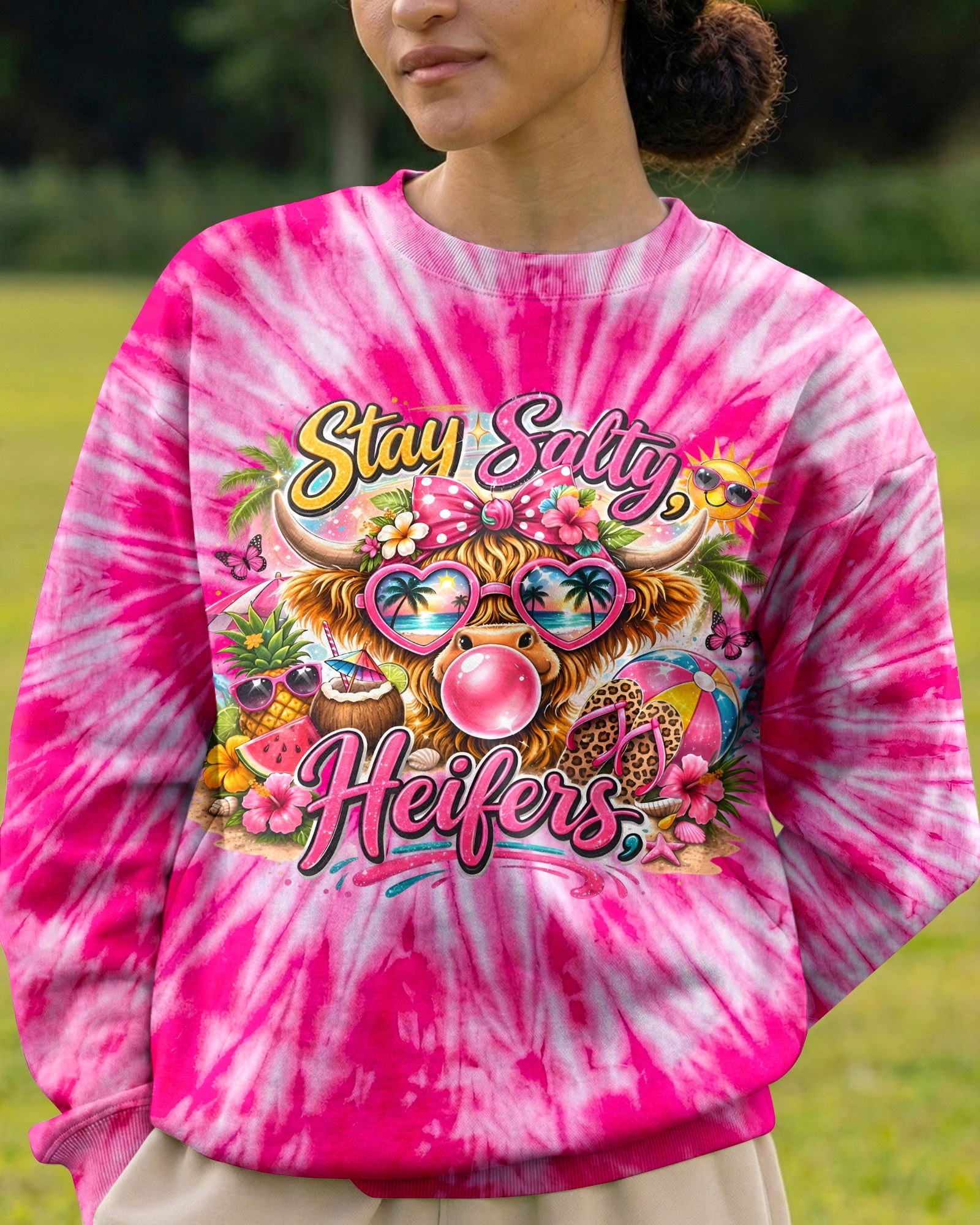 STAY SALTY HEIFERS PINK ALL OVER PRINT - TYLN2804261