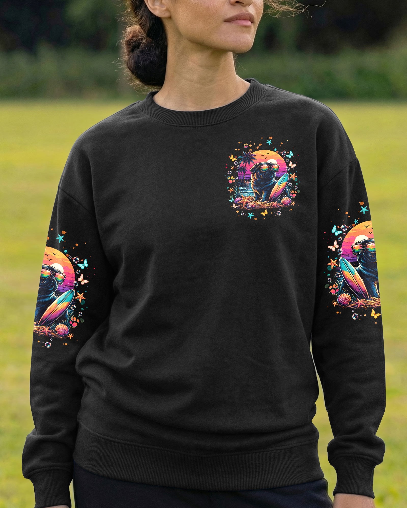 SMELL THE SEA FEEL THE BREEZE PUG DOG ALL OVER PRINT - TLNT1706263