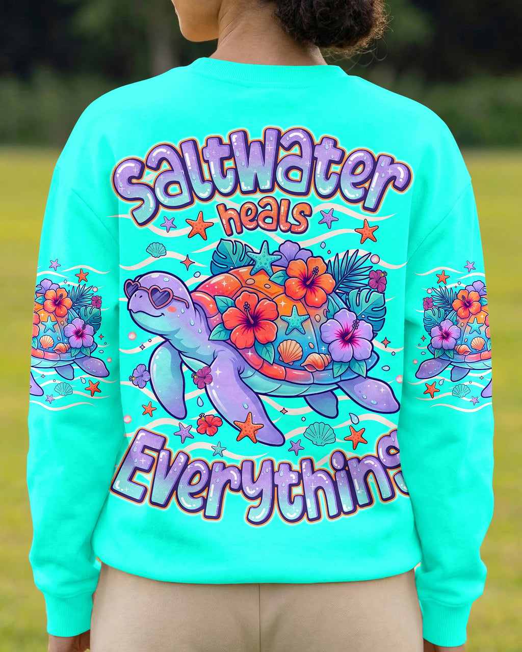 SALTWATER HEALS EVERYTHING TURTLE ALL OVER PRINT  - TLNO1507261