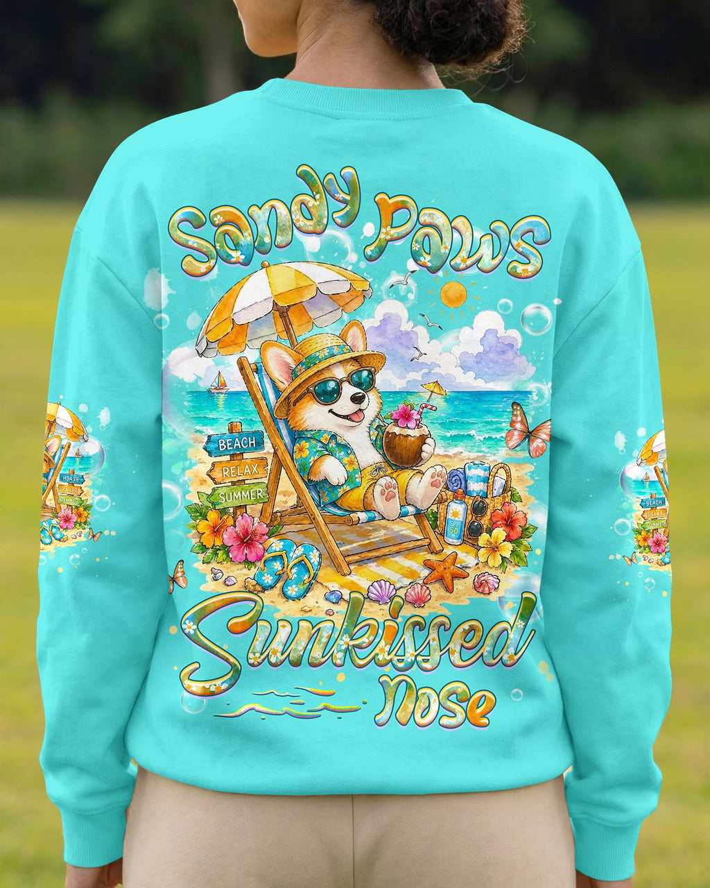 SANDY PAWS SUNKISSED NOSE CORGI DOG ALL OVER PRINT - TLHG0505261