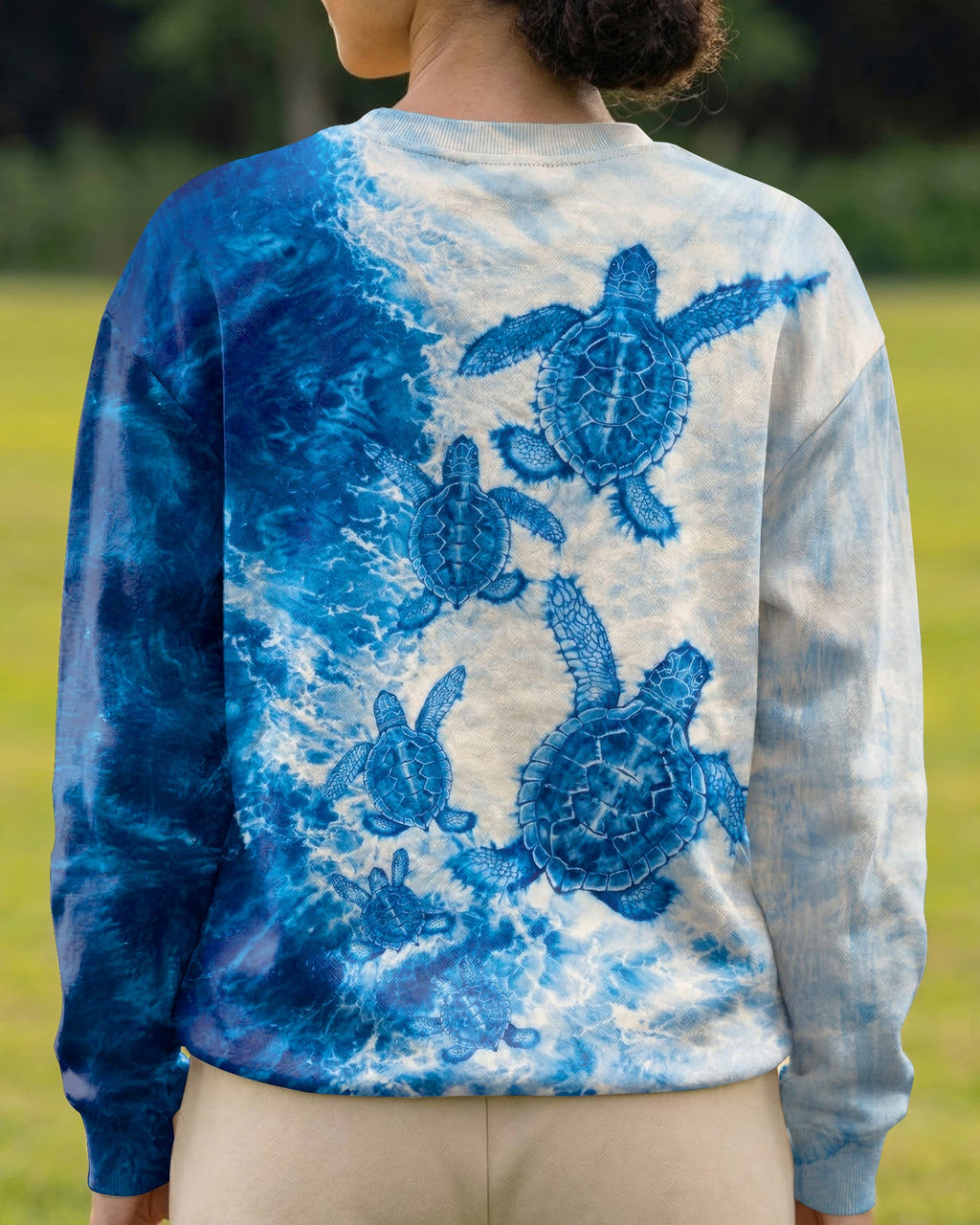 SEA TURTLE FAMILY WAVES  ALL OVER PRINT - TLTW1504263