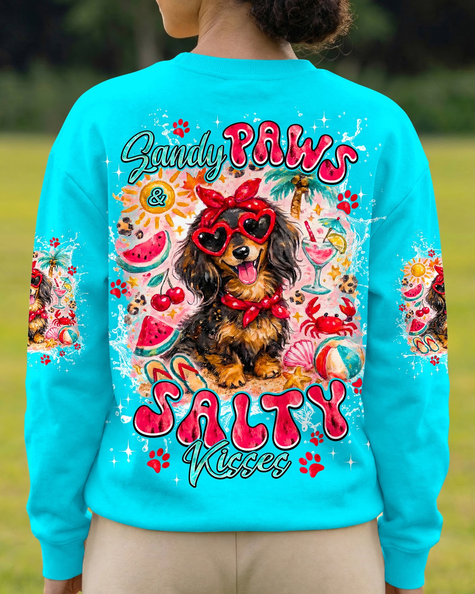 SANDY PAWS AND SALTY KISSES DACHSHUND ALL OVER PRINT - TYPQ2505262