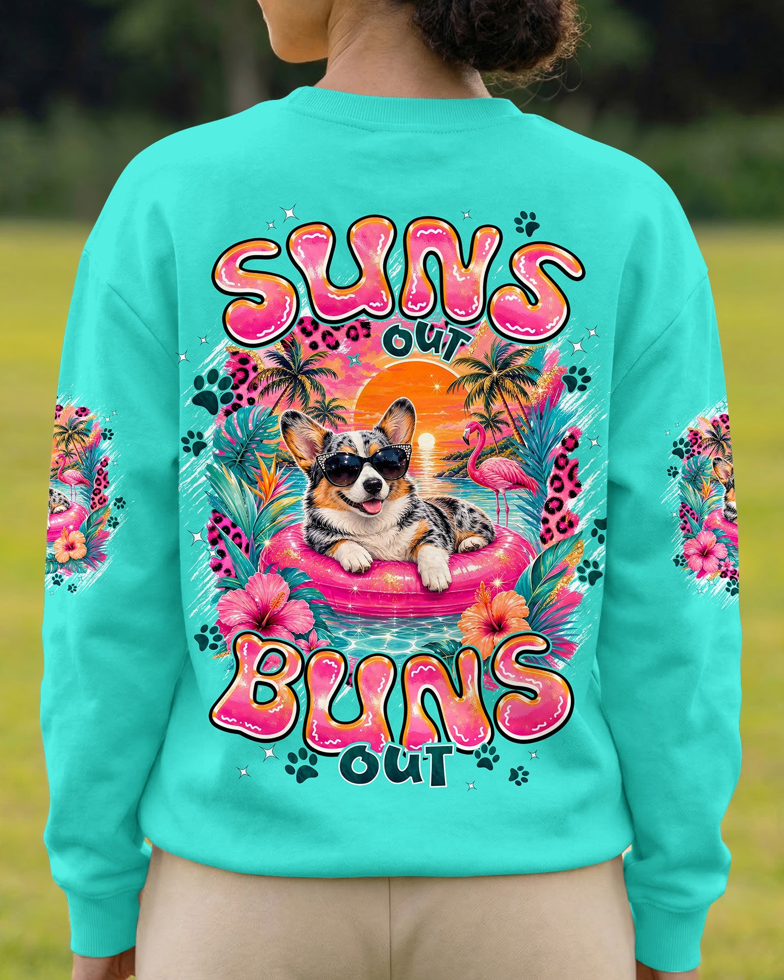 SUN'S OUT BUNS OUT CORGI DOG ALL OVER PRINT - TYPQ1306263