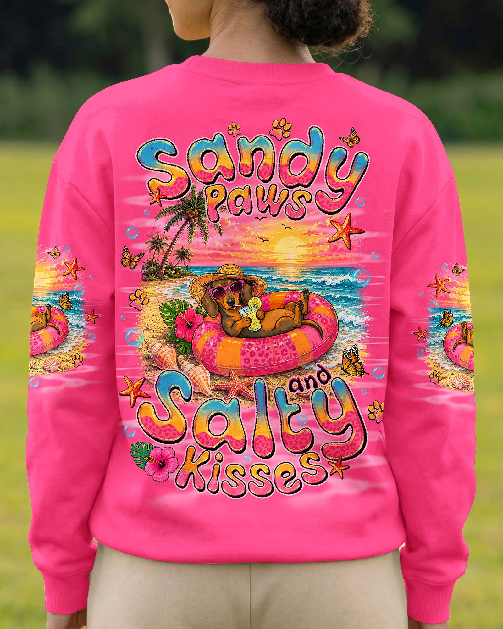 SANDY PAWS AND SALTY KISSES DACHSHUND DOG ALL OVER PRINT  - TLNO2105261