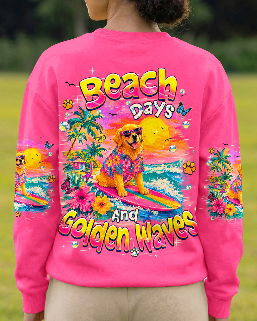 BEACH DAYS & GOLDEN WAVES GOLDEN RETRIEVER ALL OVER PRINT - TLHN2605261