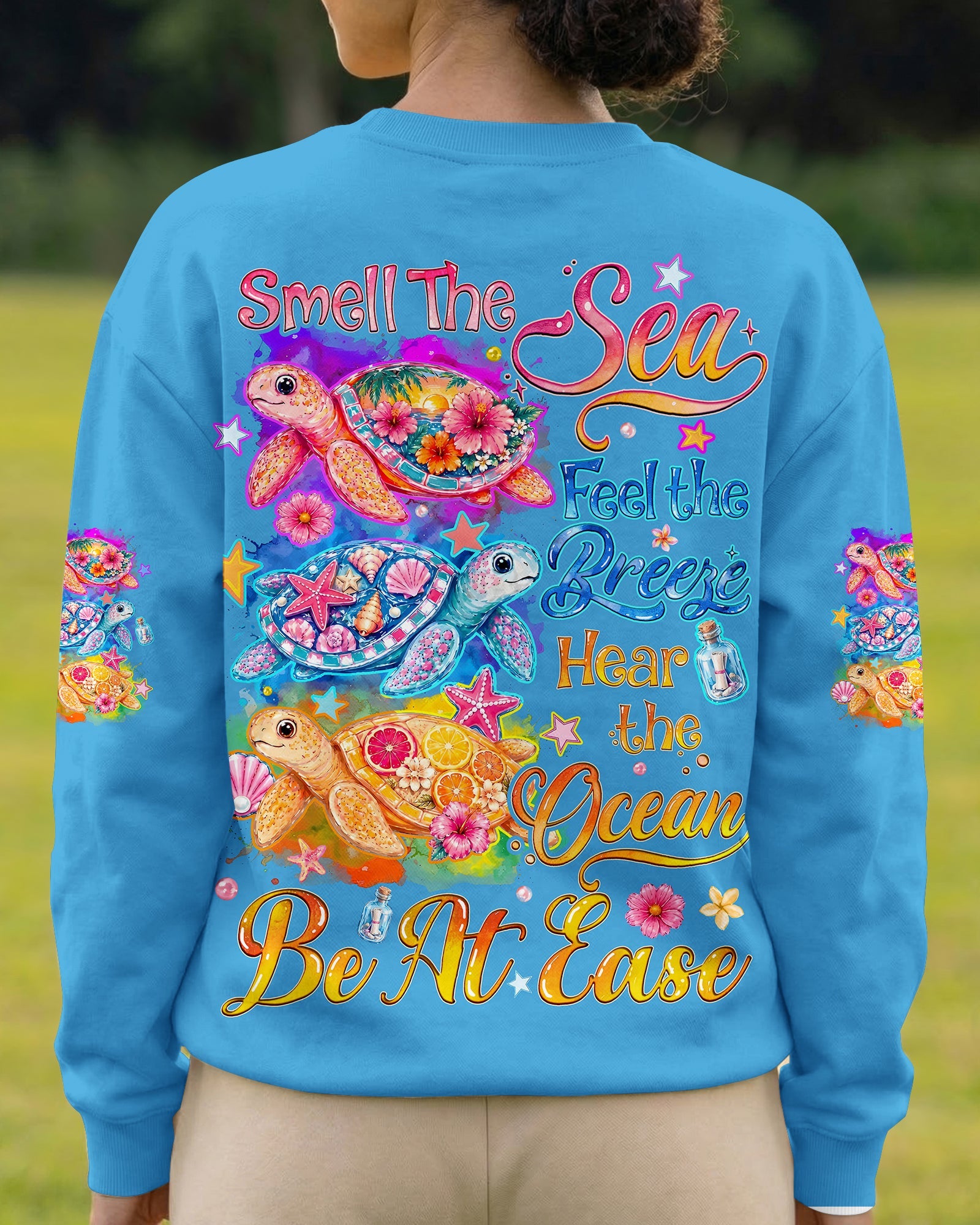 SMELL THE SEA FEEL THE BREEZE TURTLE ALL OVER PRINT - TYQY1505262