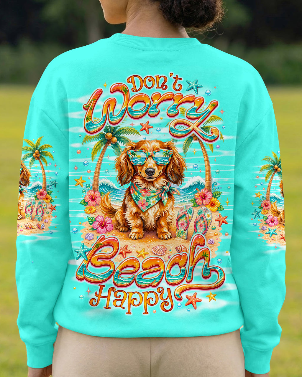 DON'T WORRY  LONG-HAIRED DACHSHUND DOG  ALL OVER PRINT - TLNO0705262