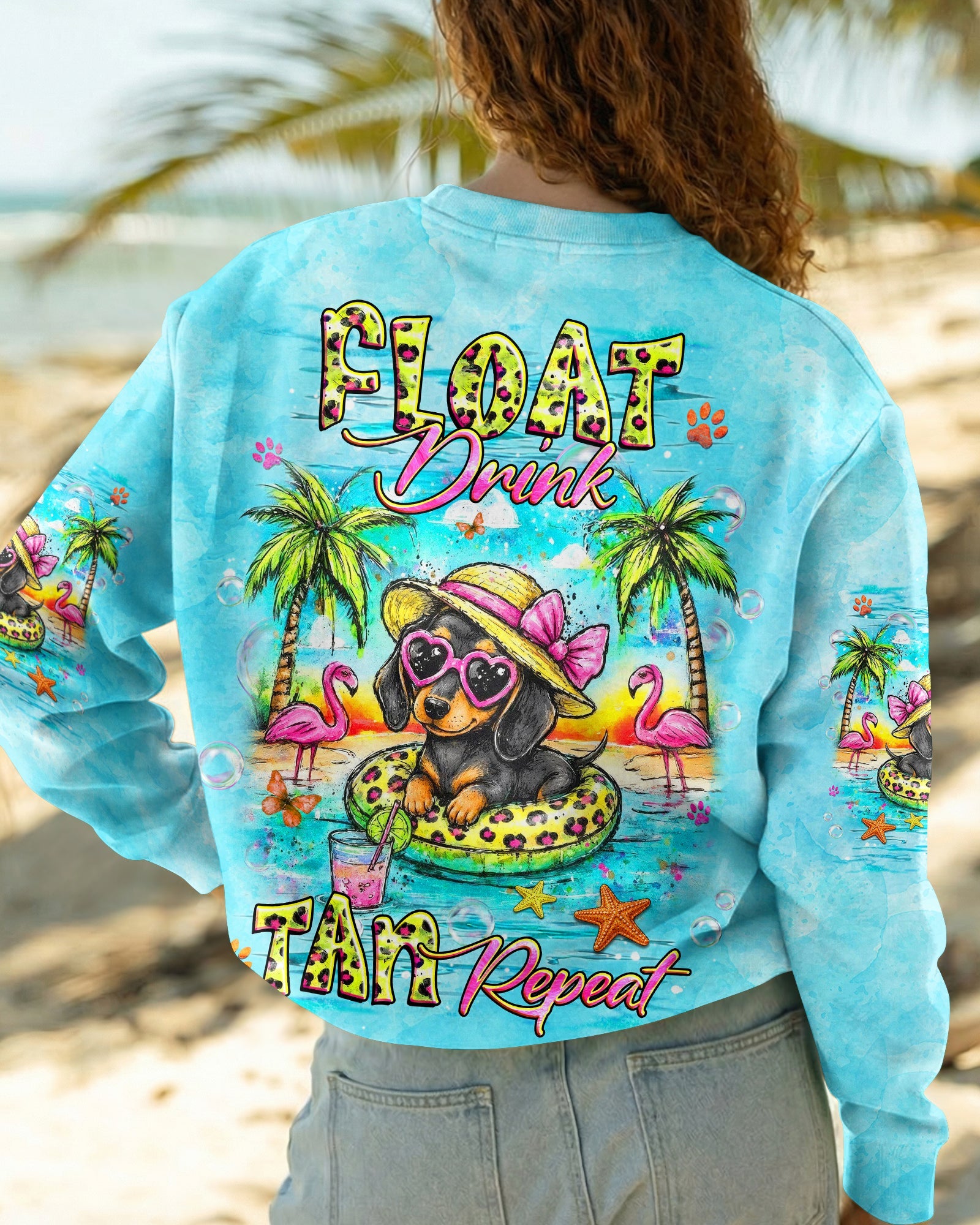 FLOAT DRINK TAN REPEAT DACHSHUND DOG ALL OVER PRINT -  TLHG2205263