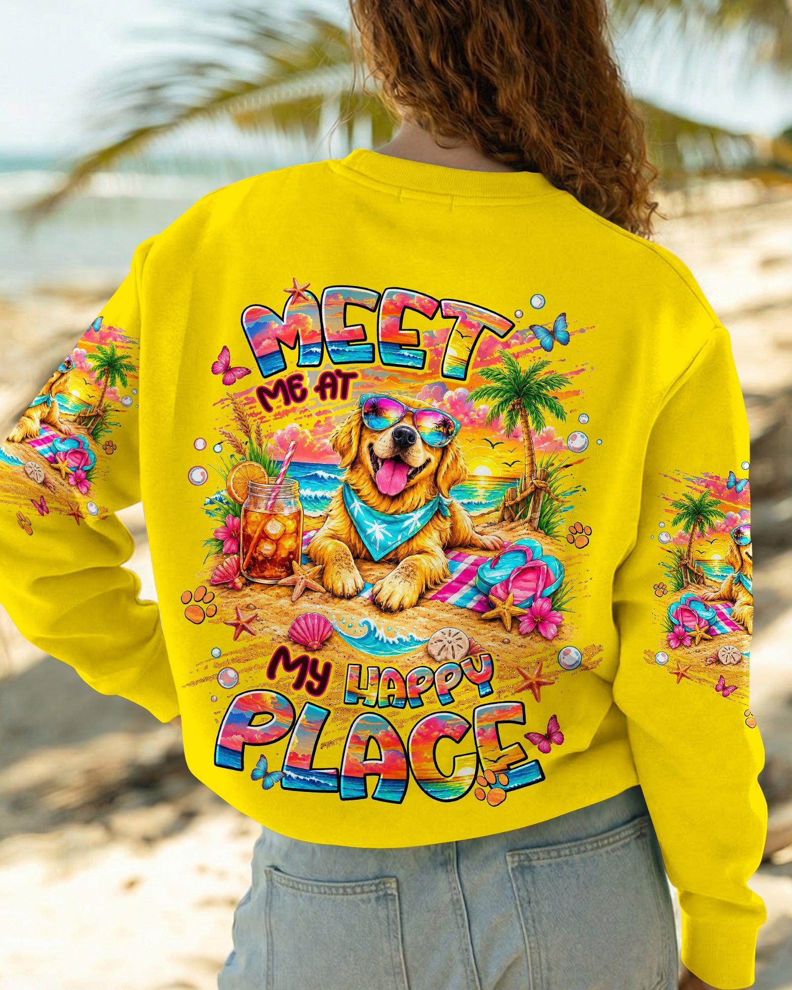 MEET ME AT MY HAPPY PLACE GOLDEN RETRIEVER DOG ALL OVER PRINT - TLNT2105261