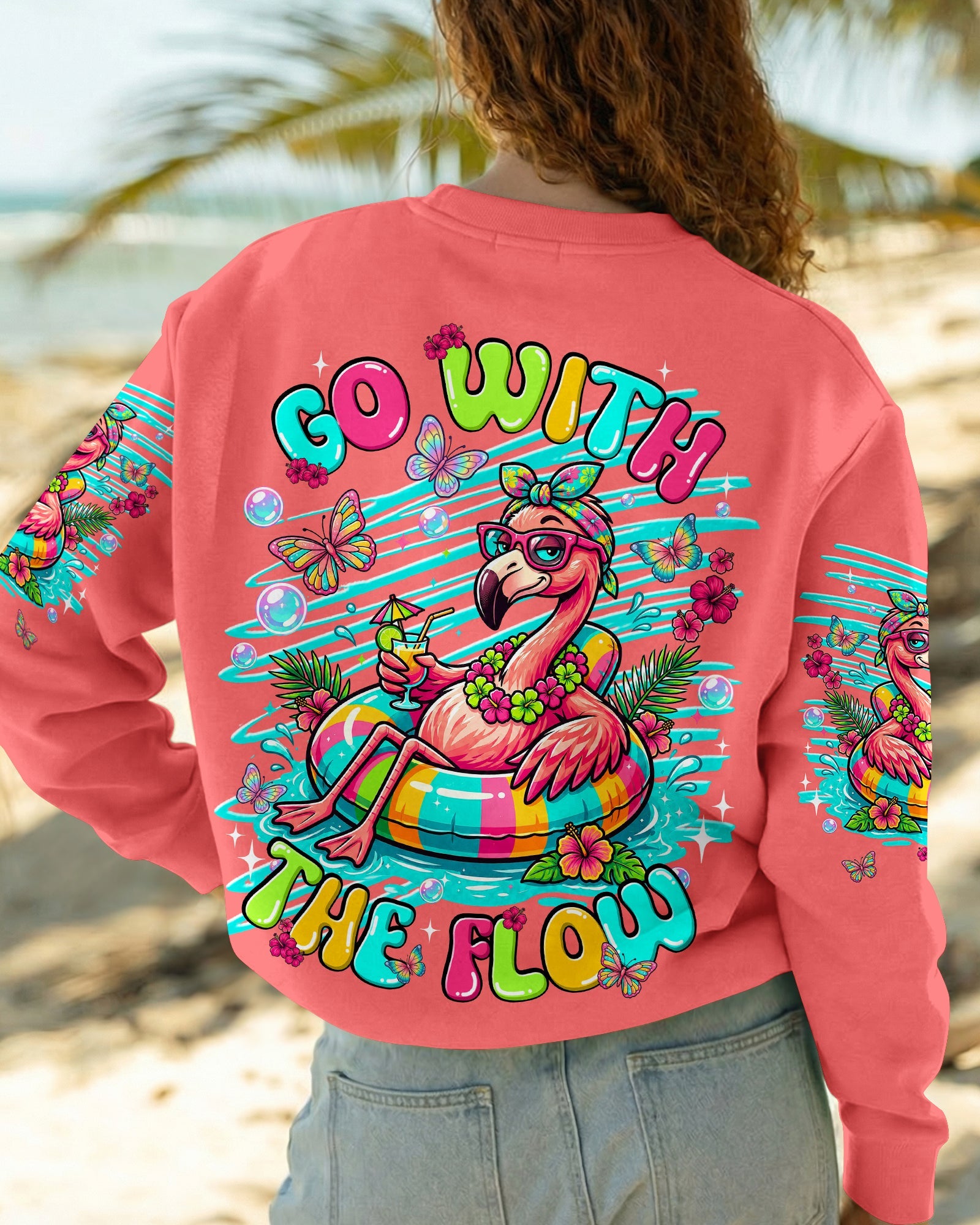 GO WITH THE FLOW FLAMINGO ALL OVER PRINT  - TLNT1806263