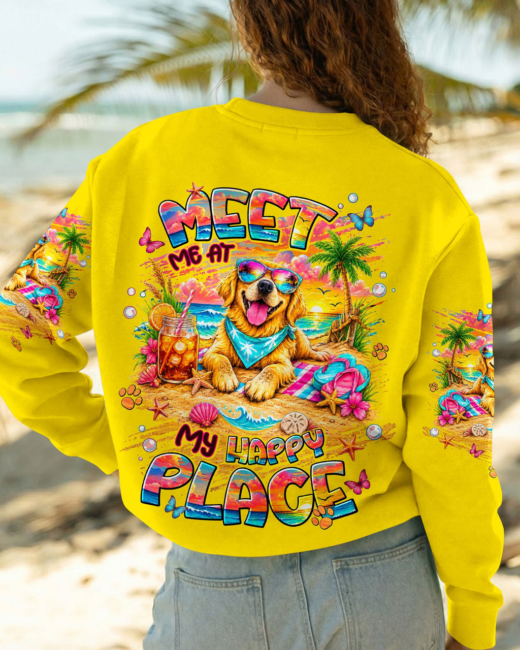 MEET ME AT MY HAPPY PLACE GOLDEN RETRIEVER DOG ALL OVER PRINT - TLNT2105261